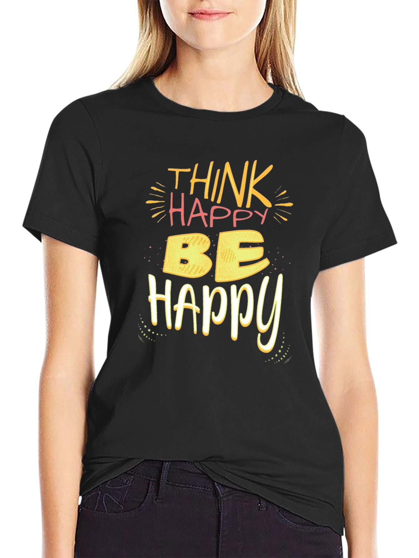 Think Happy Be Happy T-Shirt - Black