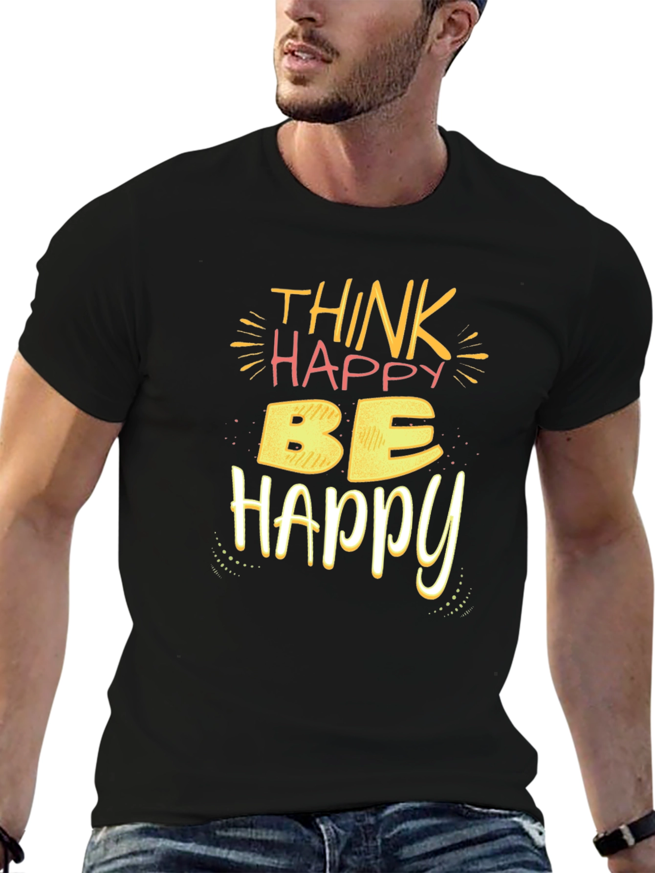 Think Happy Be Happy T-Shirt - Black