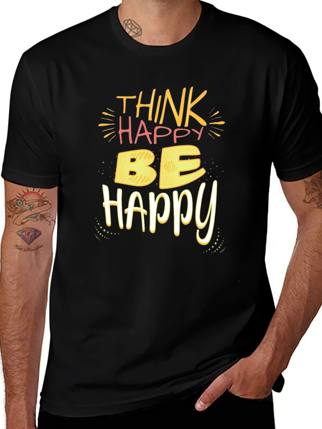 Think Happy Be Happy T-Shirt - Black