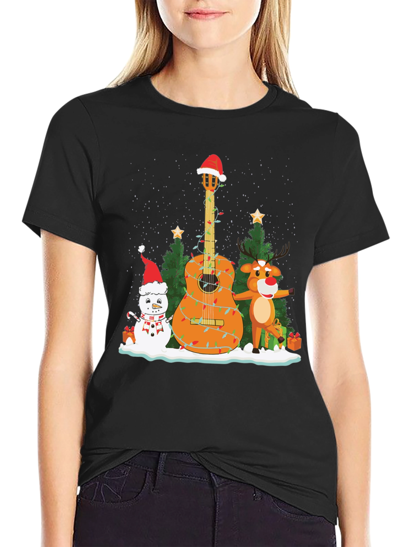 Festive Christmas Guitar T-Shirt