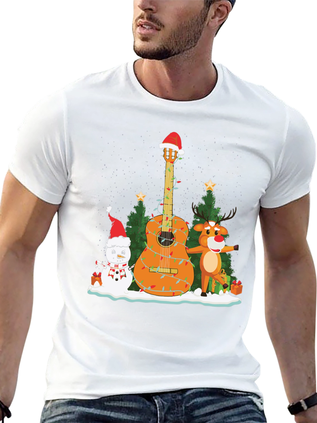 Festive Christmas Guitar T-Shirt