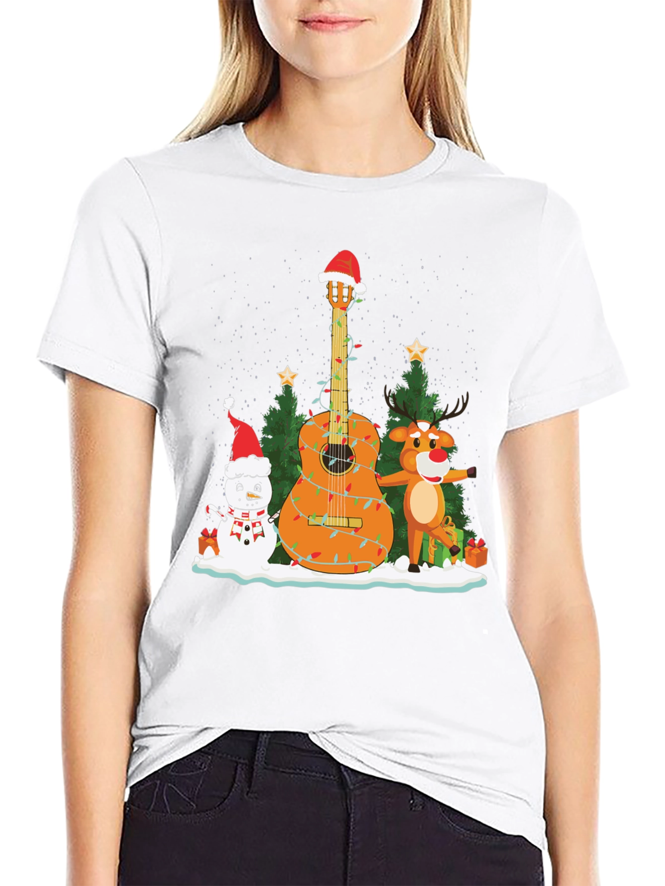 Festive Christmas Guitar T-Shirt