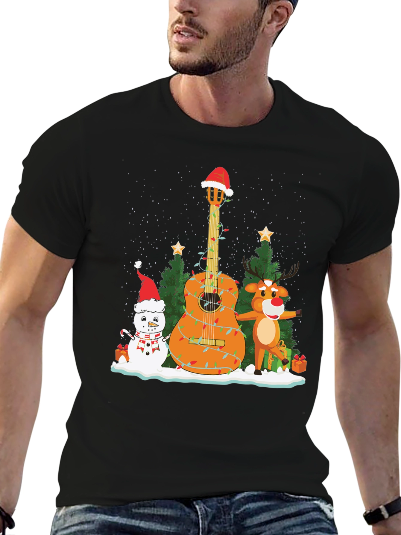 Festive Christmas Guitar T-Shirt