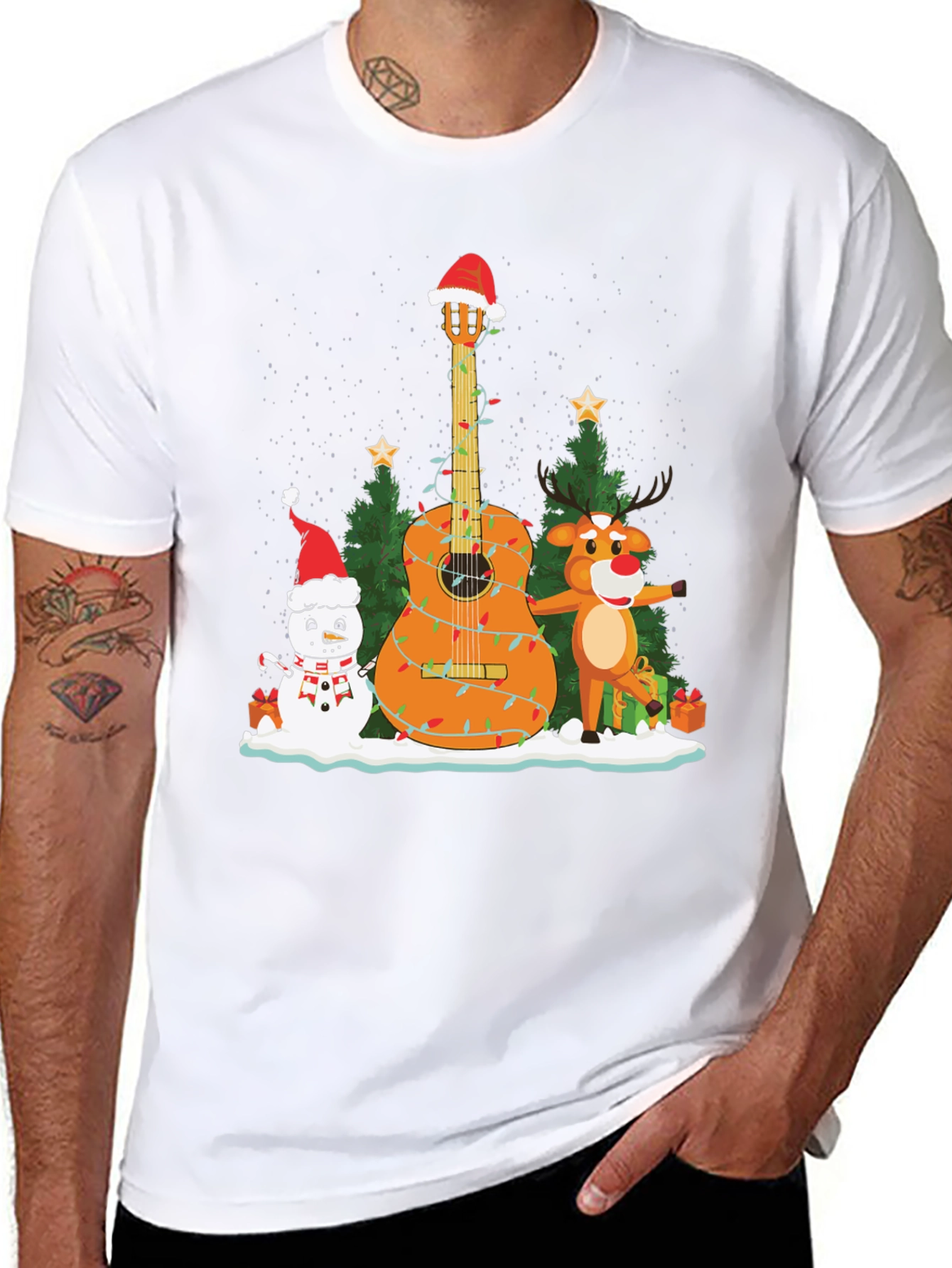 Festive Christmas Guitar T-Shirt
