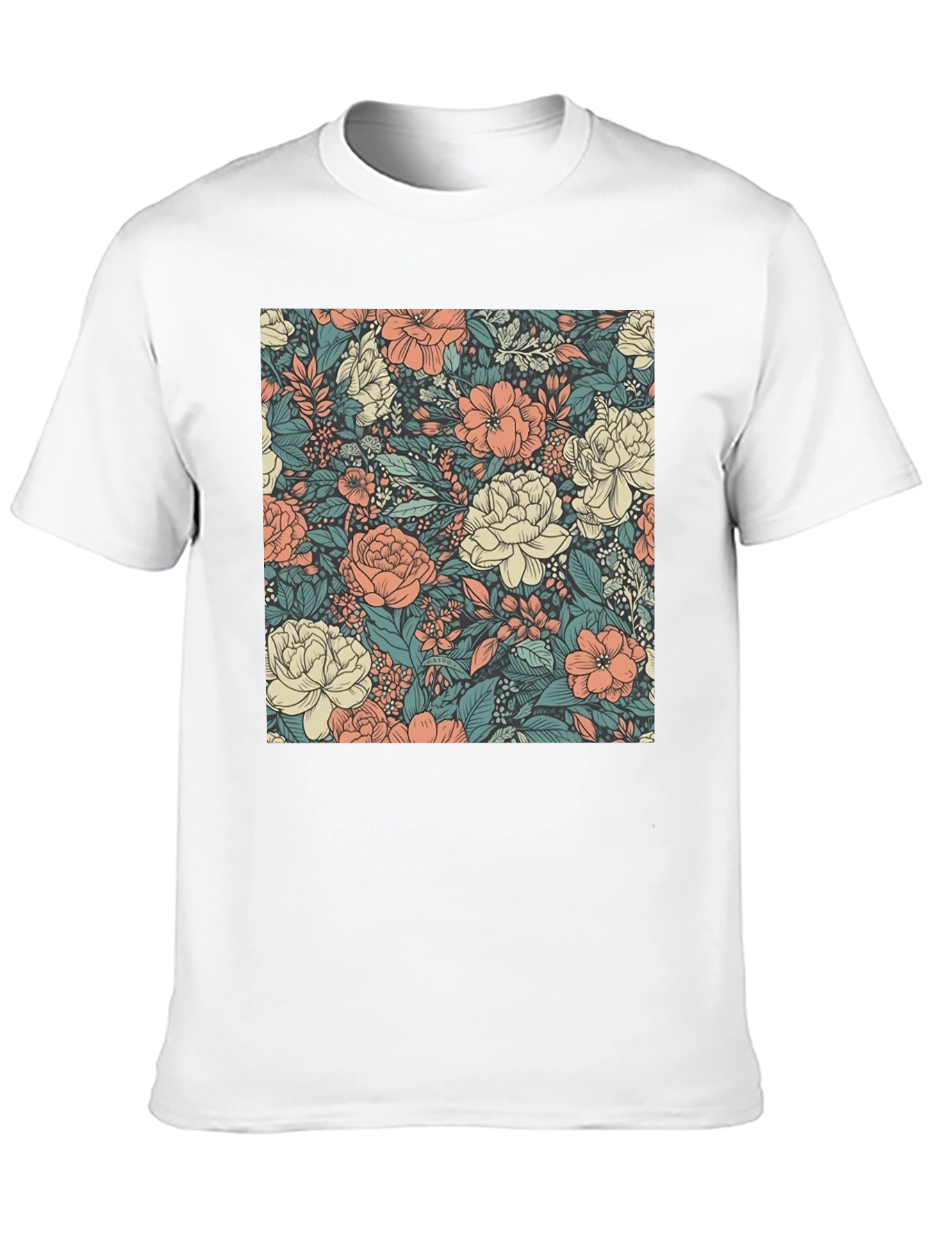 Floral Print Tee - Stylish Black Cotton T-Shirt
