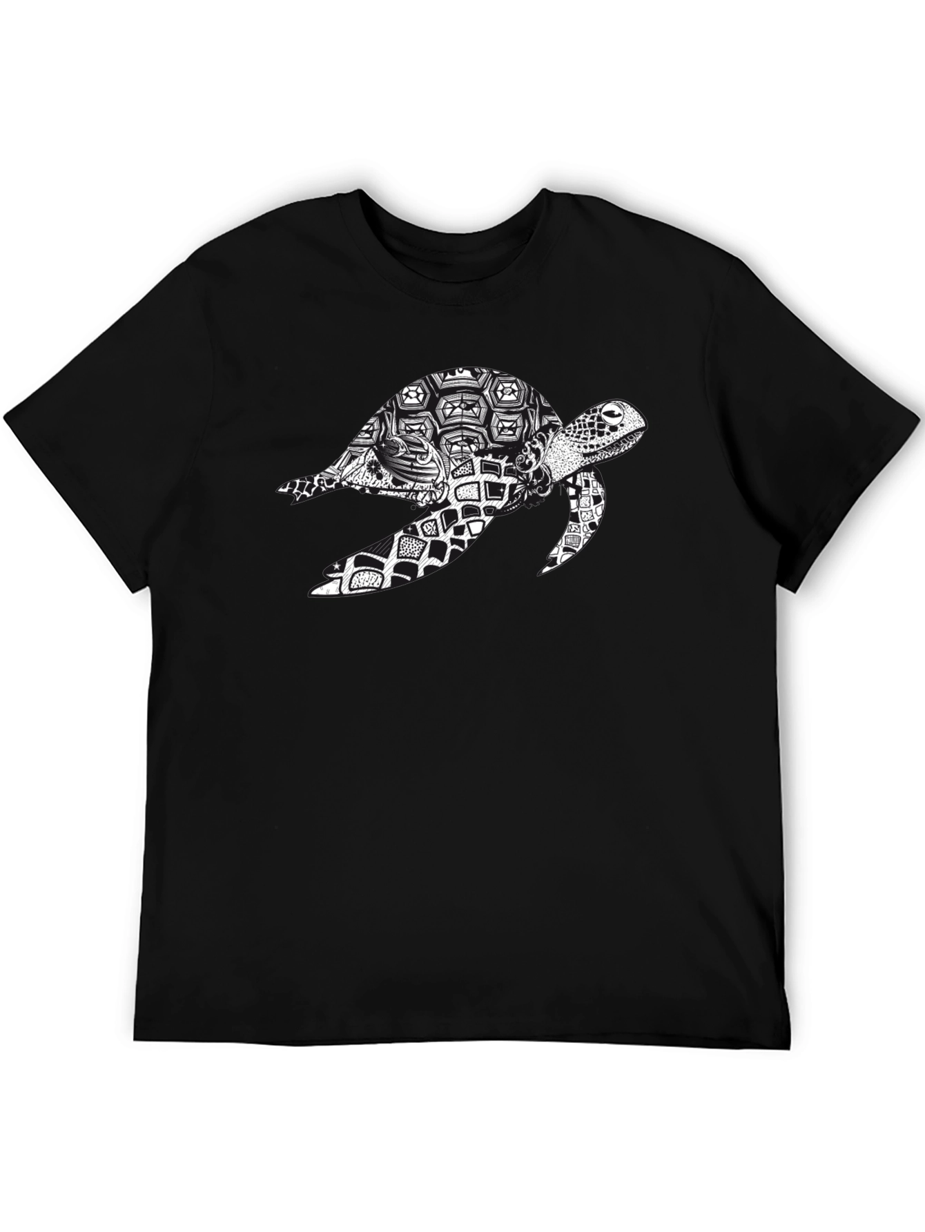Turtle Print T-Shirt - Black
