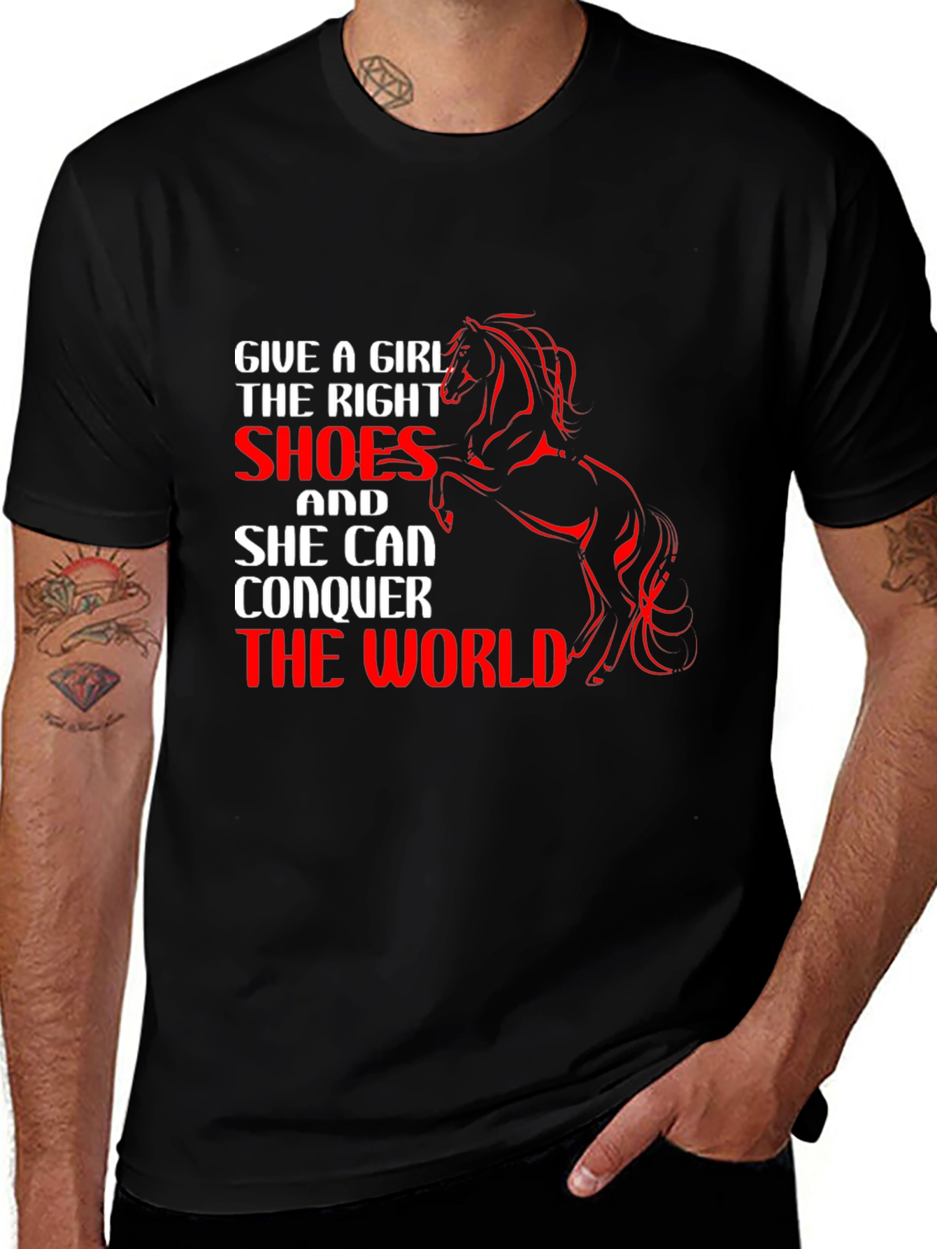Girls Right Shoes T-Shirt Horse Graphic Tee Black