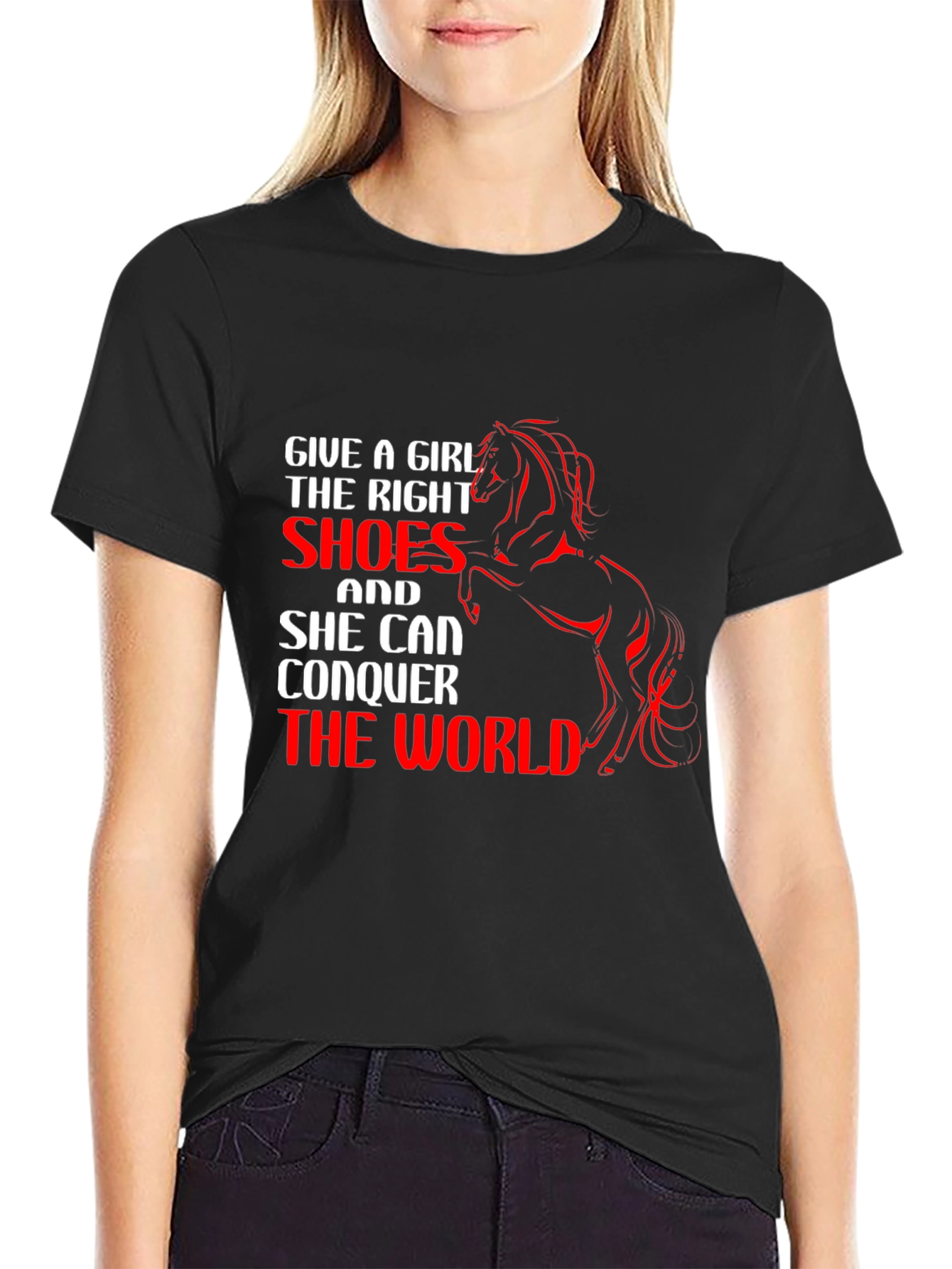 Girls Right Shoes T-Shirt Horse Graphic Tee Black