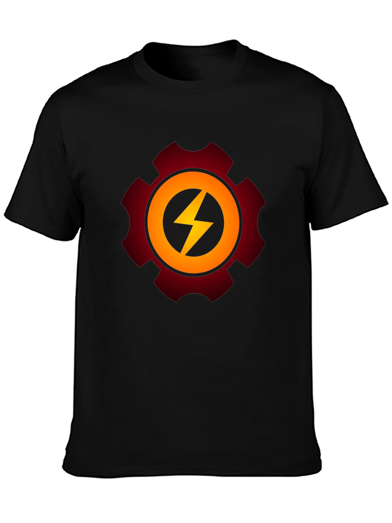 Gear Bolt Black T-Shirt - Power Up Your Style!