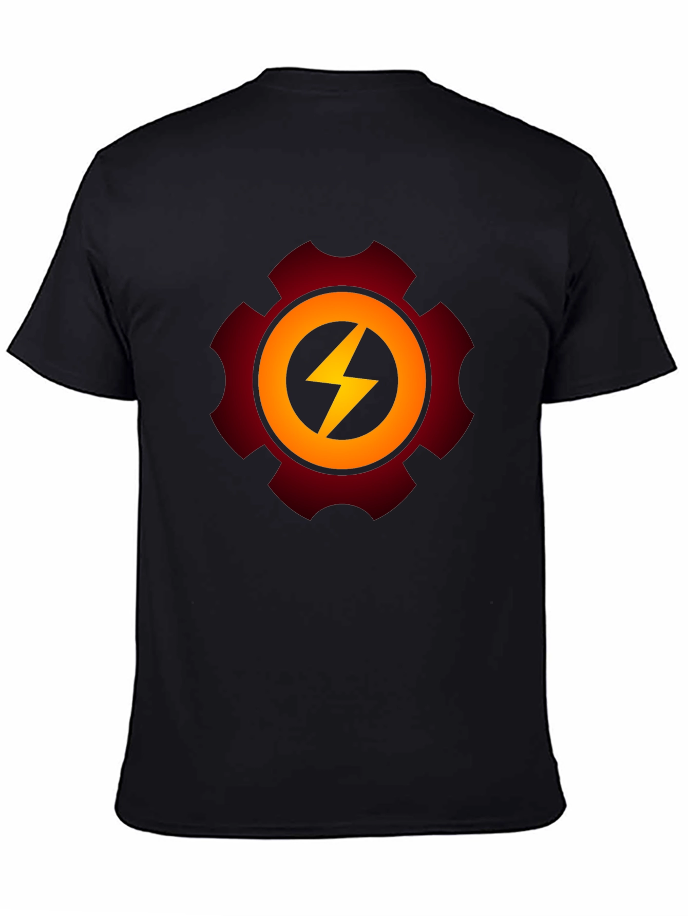 Gear Bolt Black T-Shirt - Power Up Your Style!