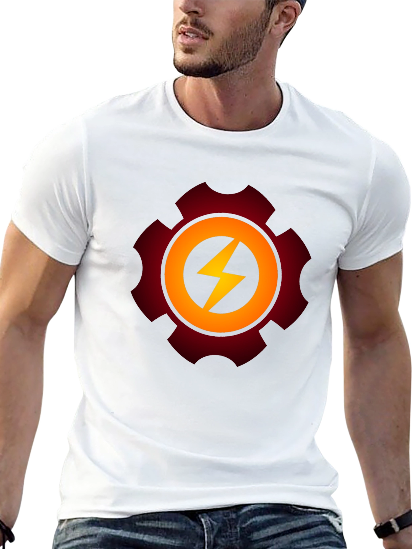 Gear Bolt Black T-Shirt - Power Up Your Style!