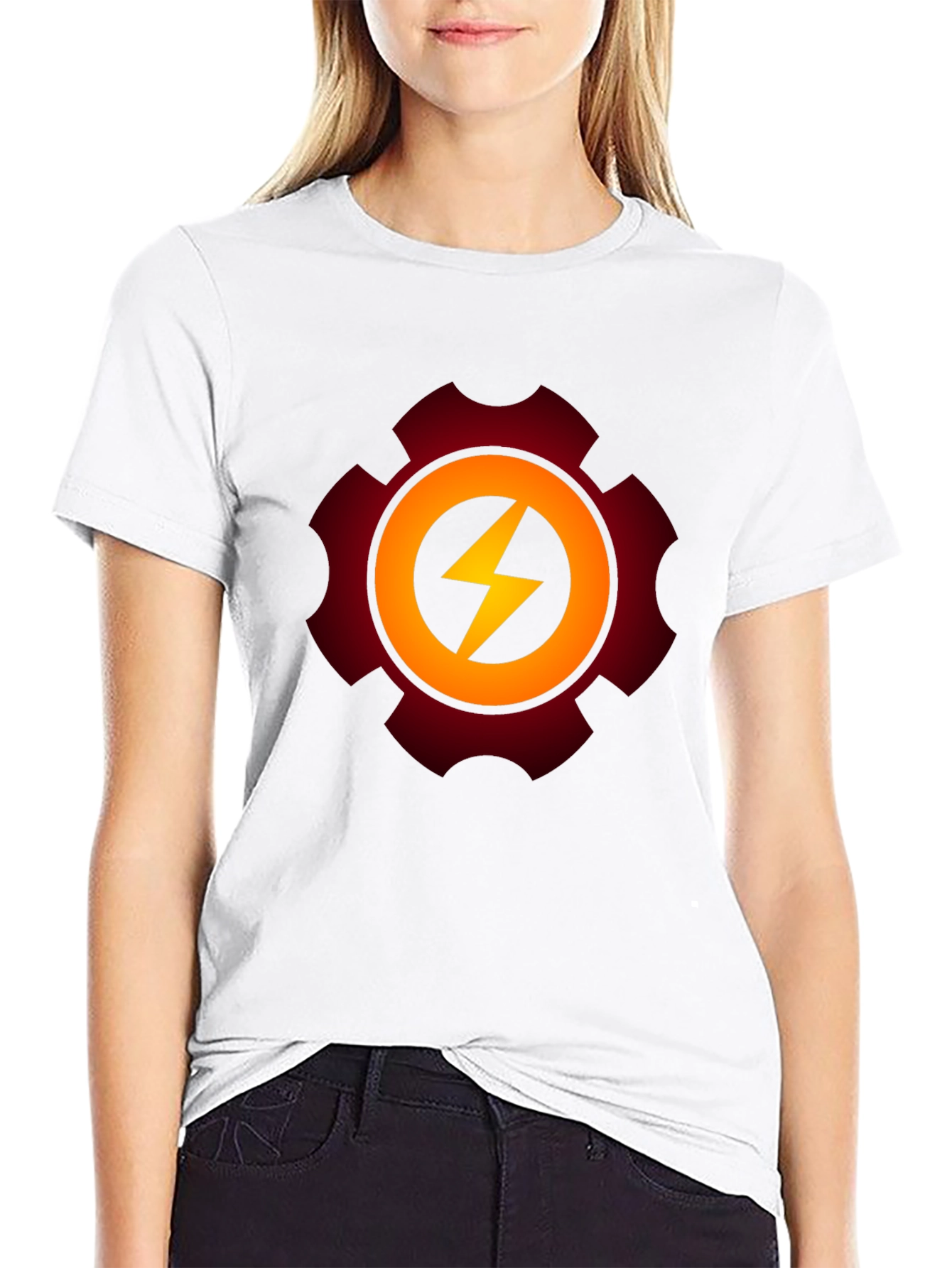 Gear Bolt Black T-Shirt - Power Up Your Style!