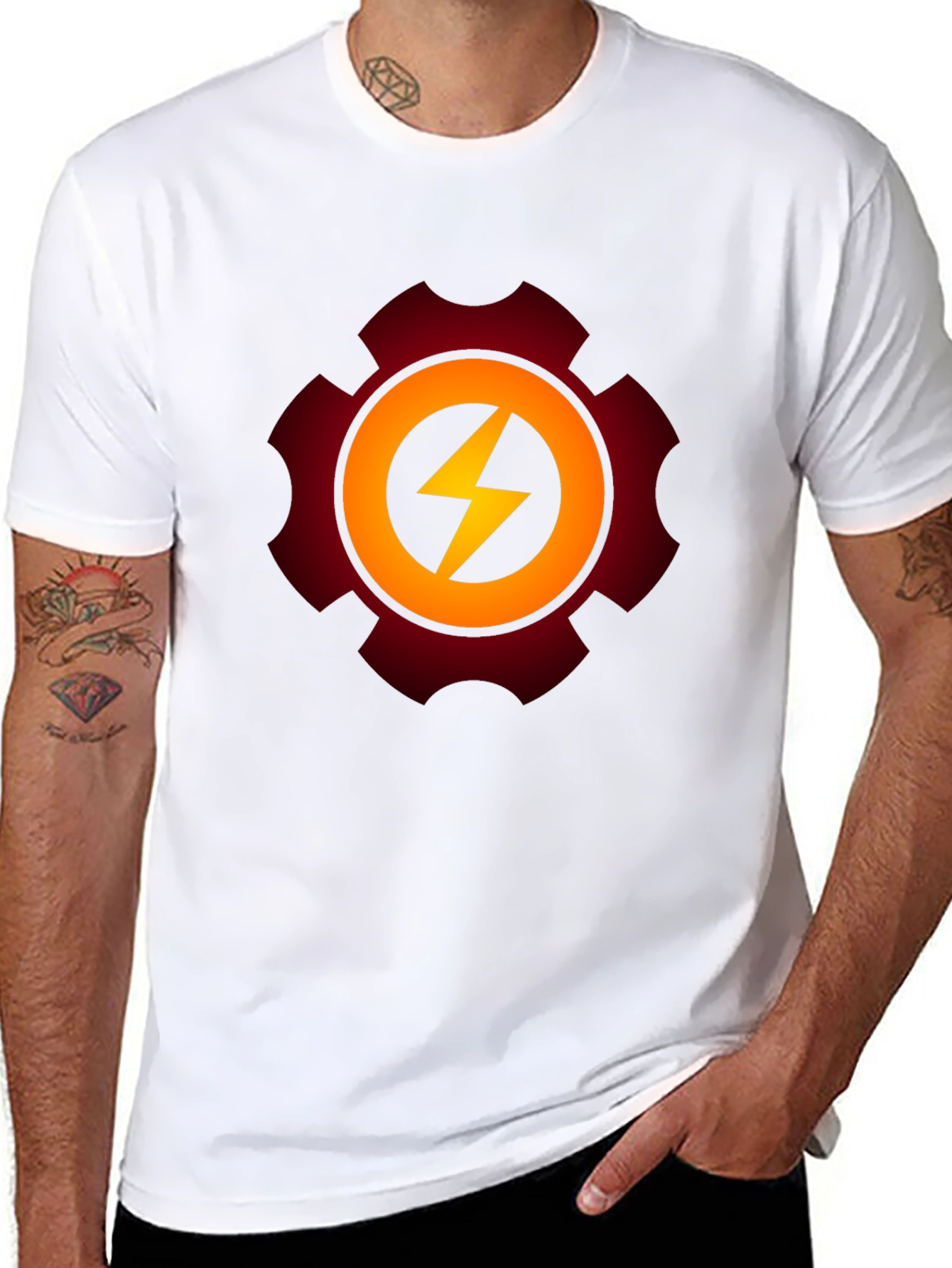 Gear Bolt Black T-Shirt - Power Up Your Style!