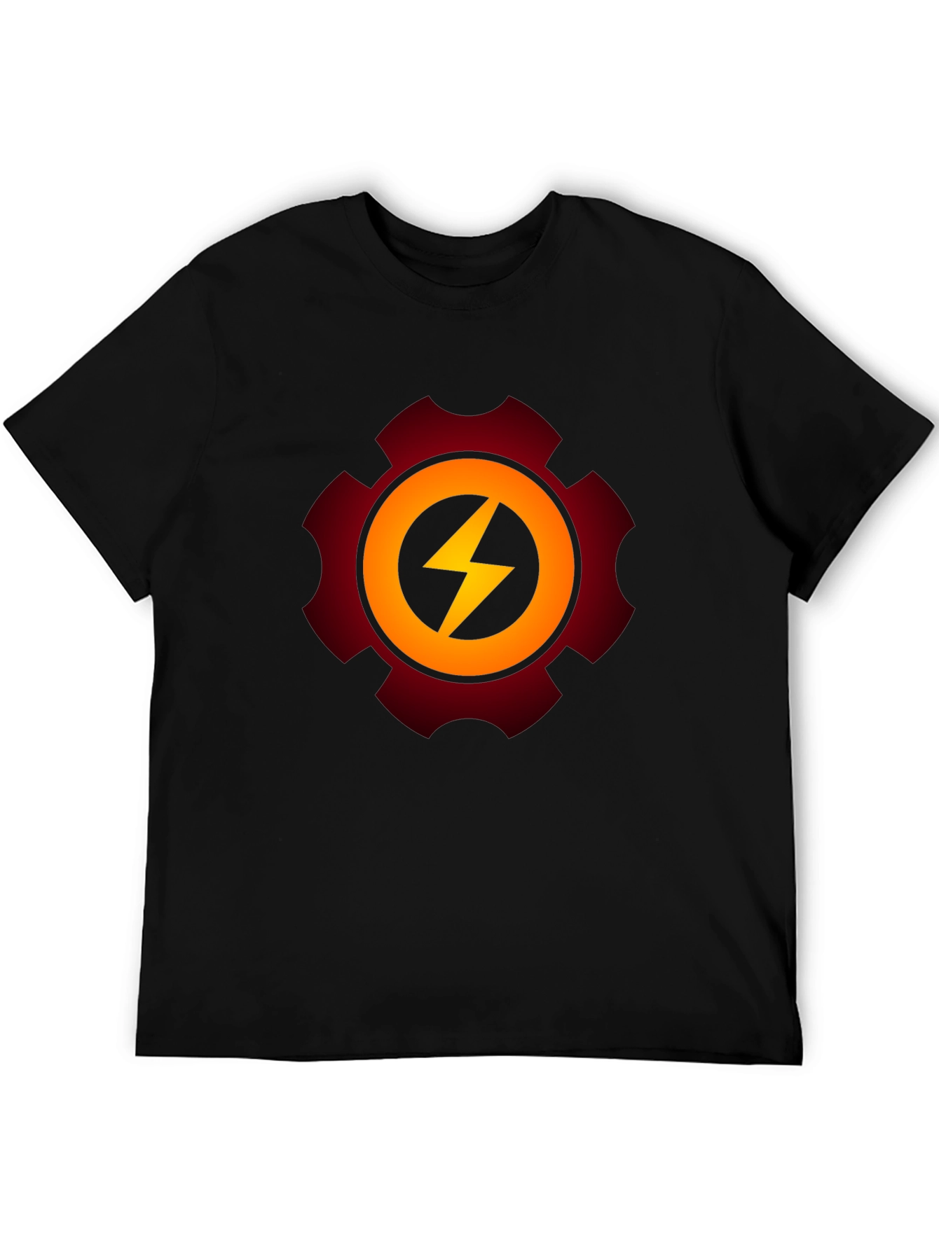 Gear Bolt Black T-Shirt - Power Up Your Style!