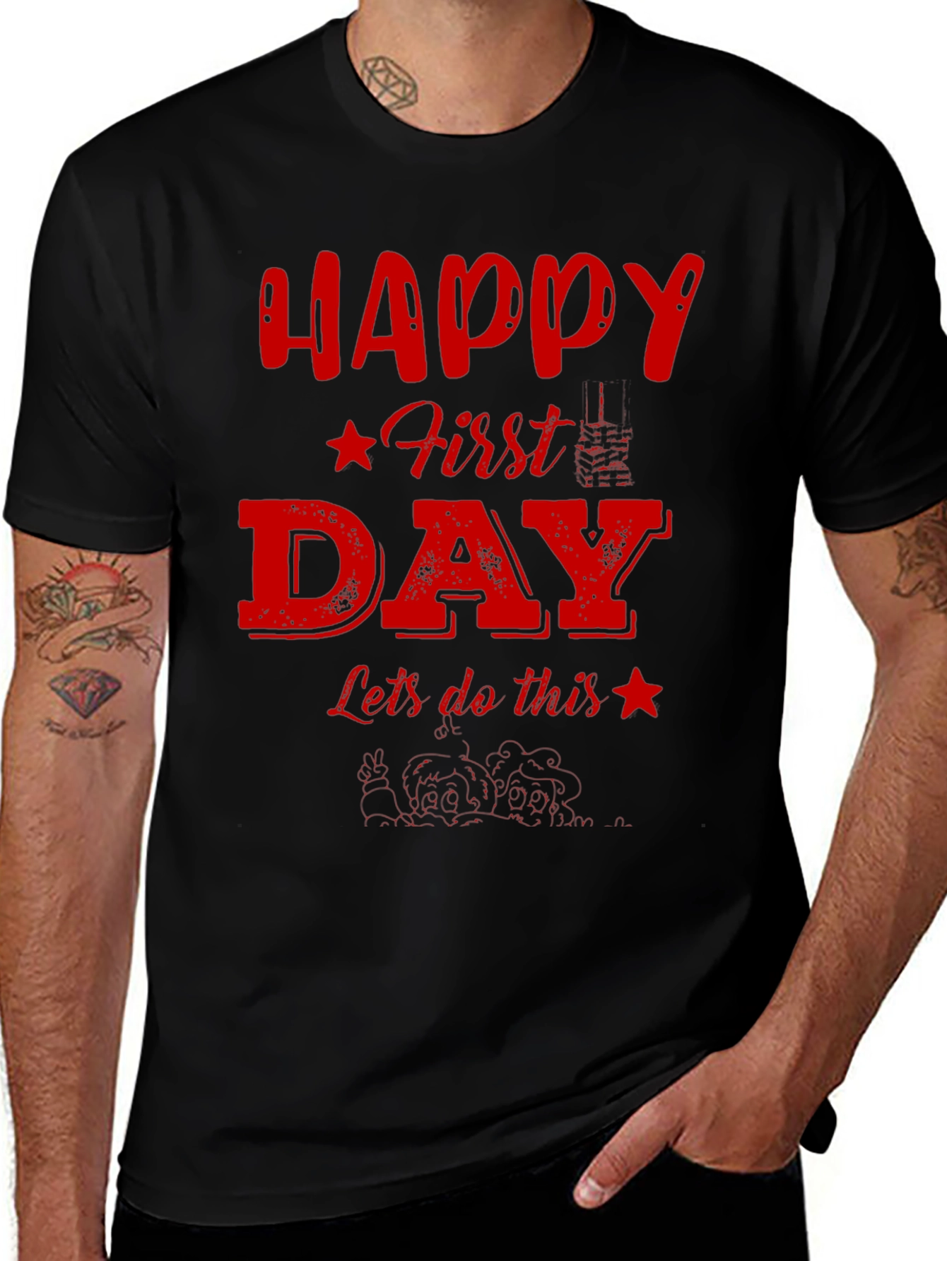 Happy First Day Graphic Tee - Black