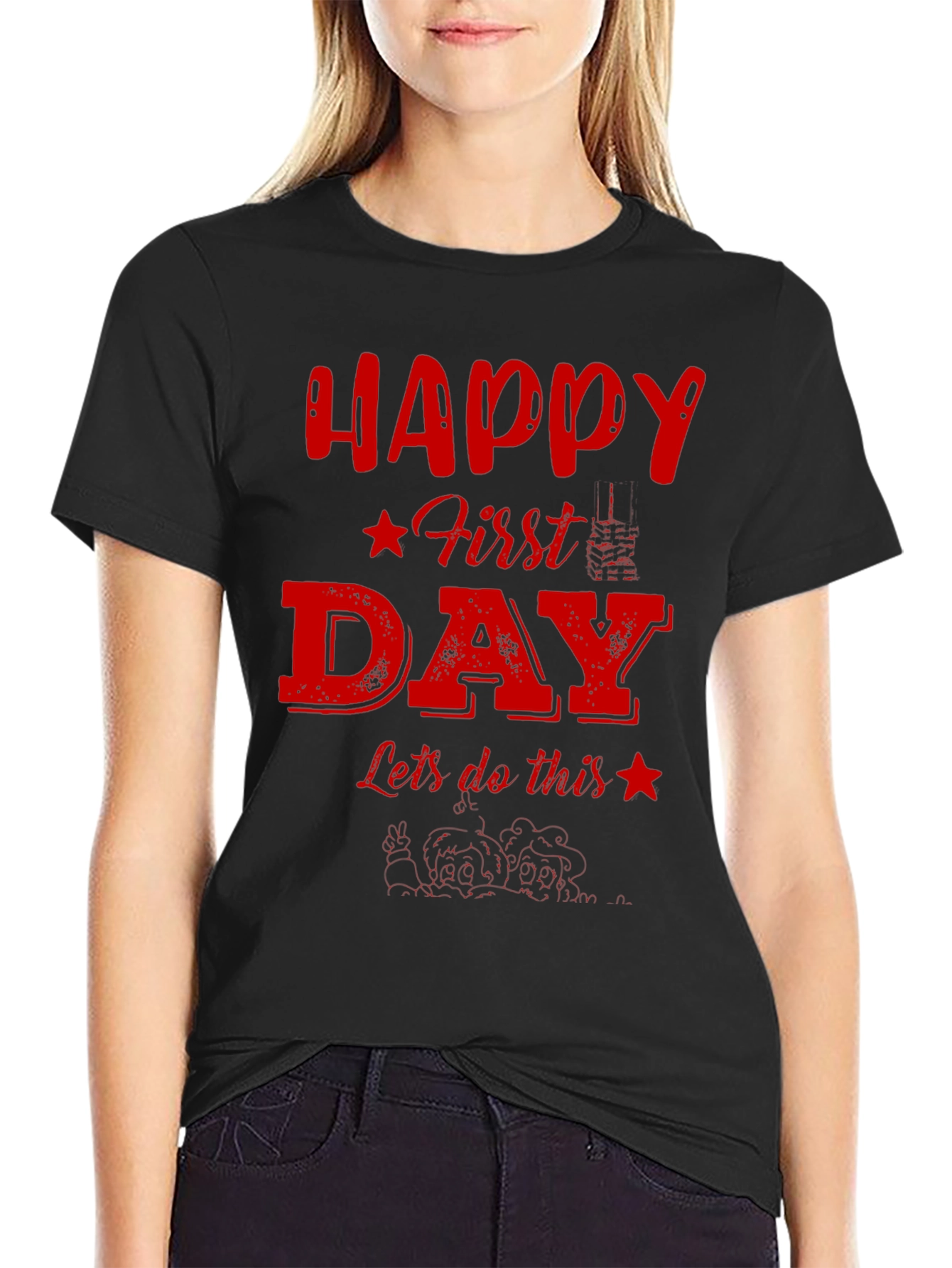 Happy First Day Graphic Tee - Black