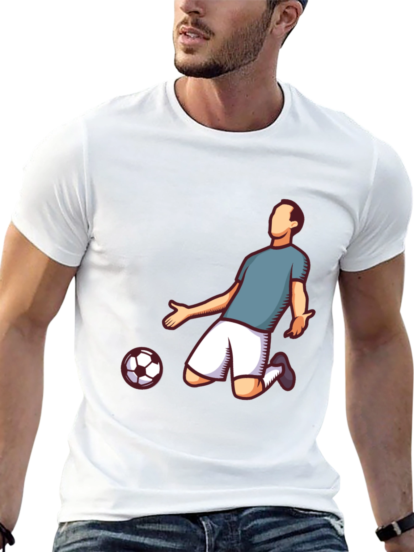 Soccer Player Graphic Tee - Stylish Black T-Shirt