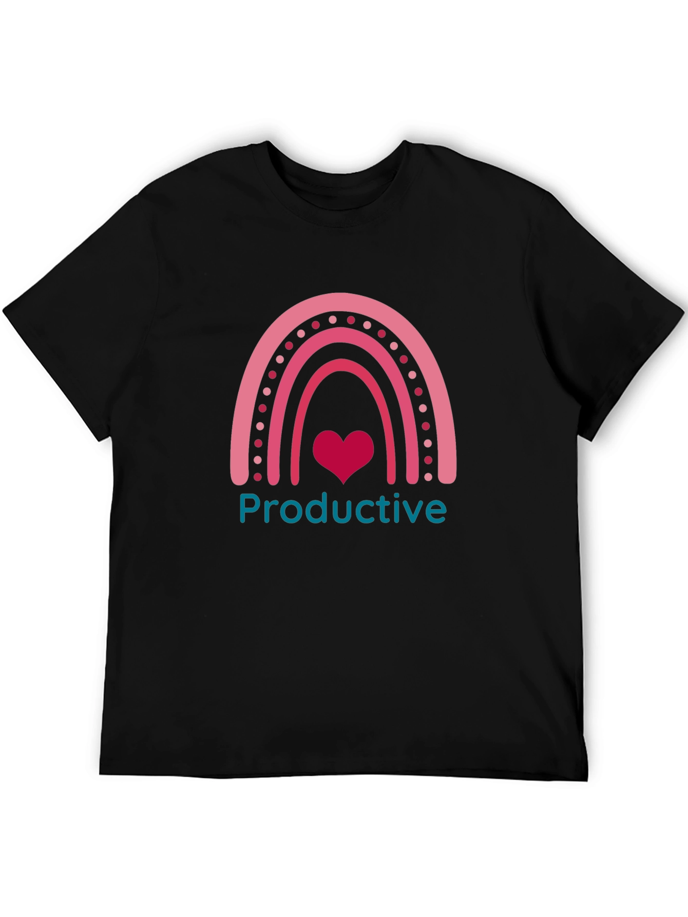 Productive Rainbow Heart Graphic T-Shirt