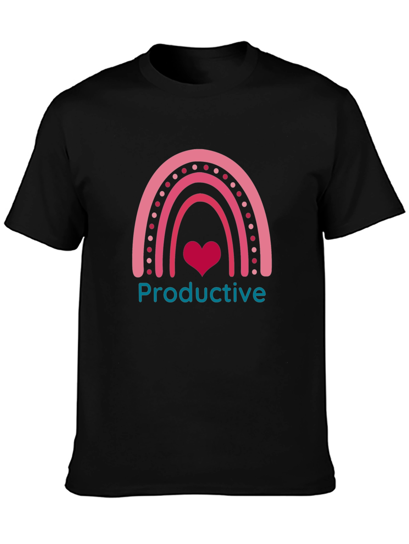 Productive Rainbow Heart Graphic T-Shirt