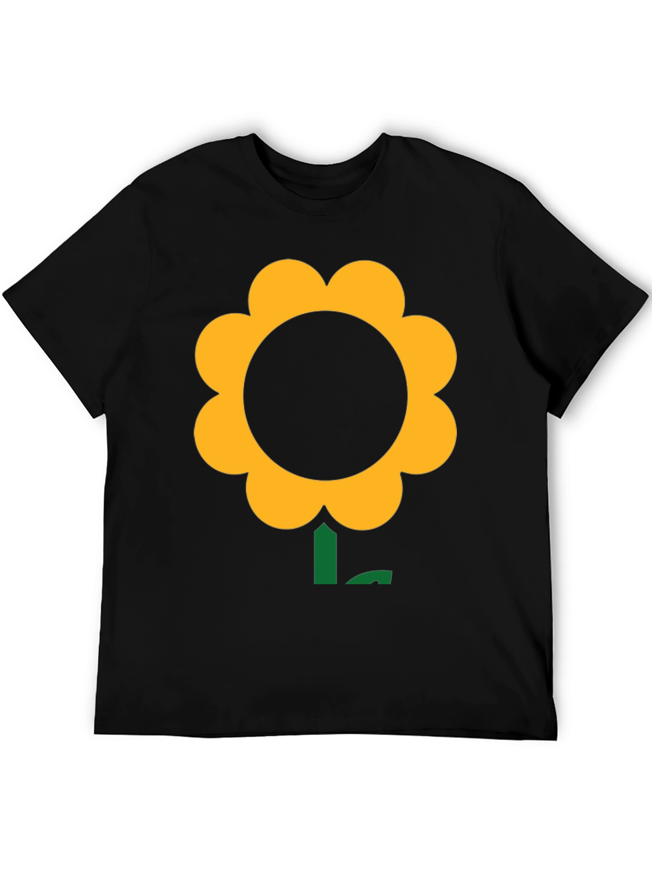 Black T-Shirt with Bold Flower Graphic