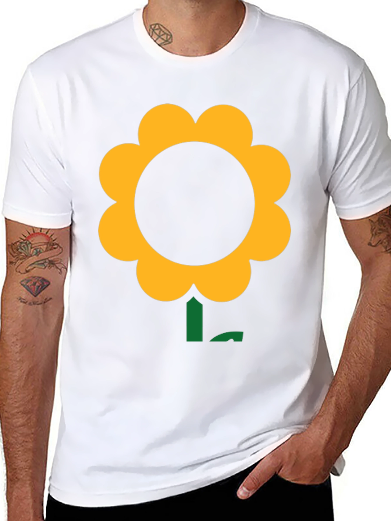 Black T-Shirt with Bold Flower Graphic