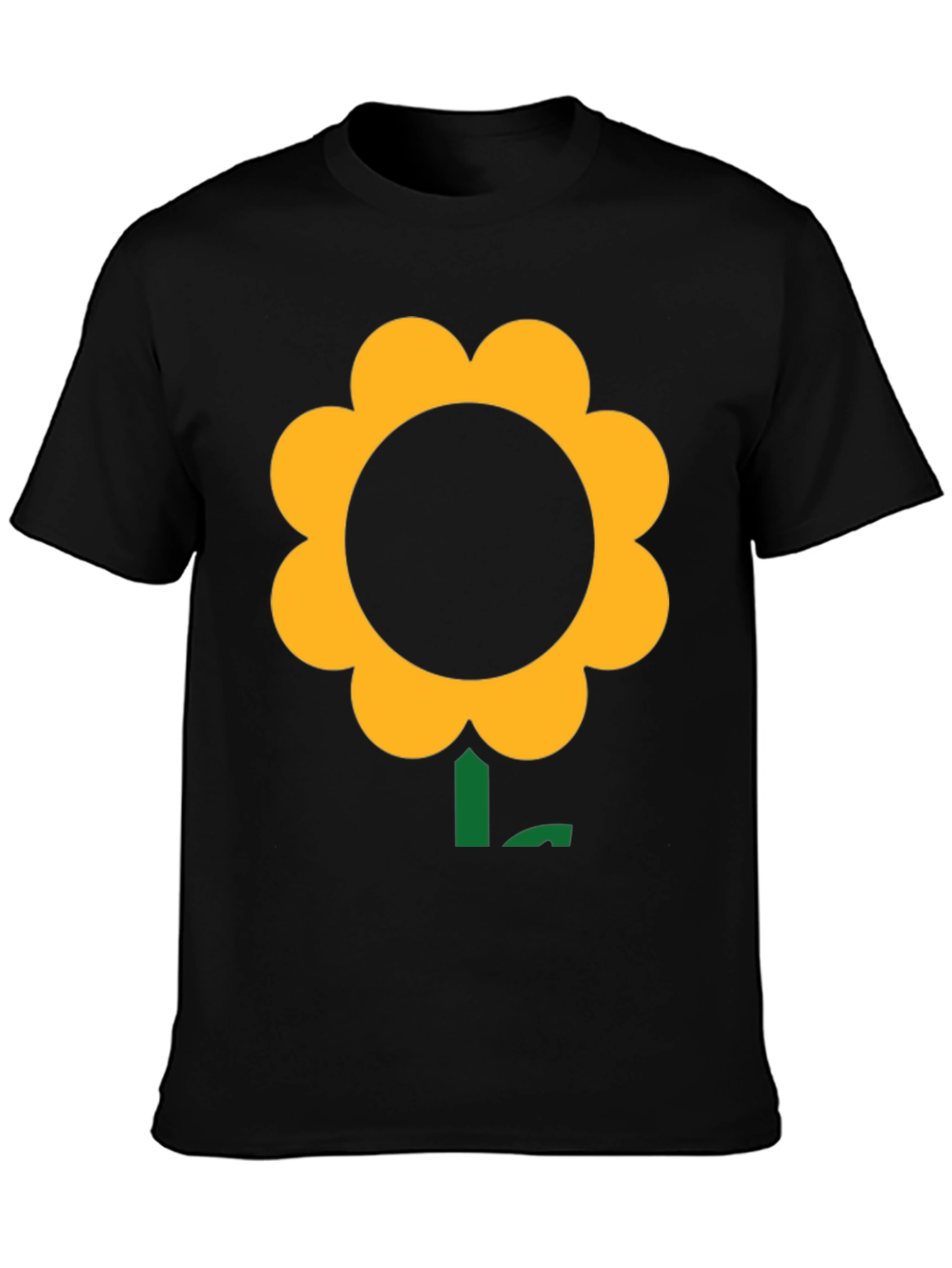 Black T-Shirt with Bold Flower Graphic