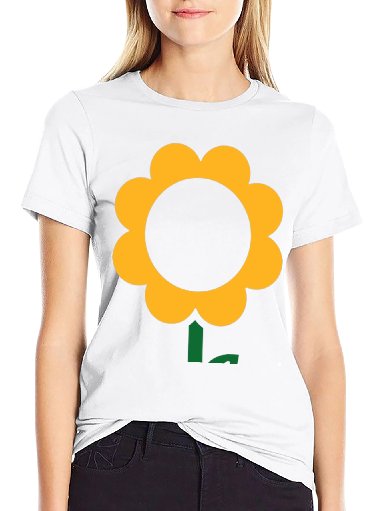 Black T-Shirt with Bold Flower Graphic
