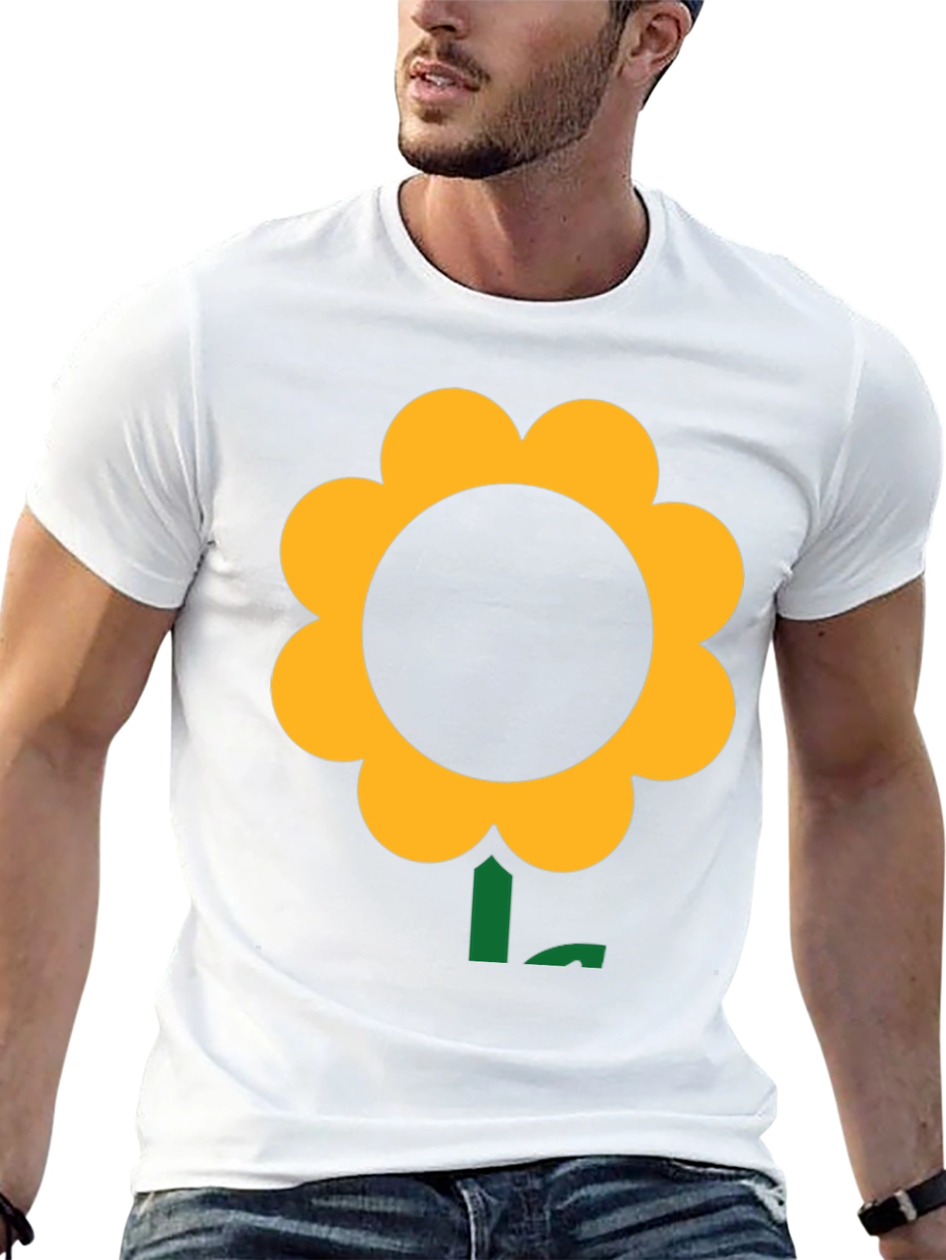 Black T-Shirt with Bold Flower Graphic