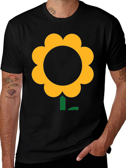 Black T-Shirt with Bold Flower Graphic