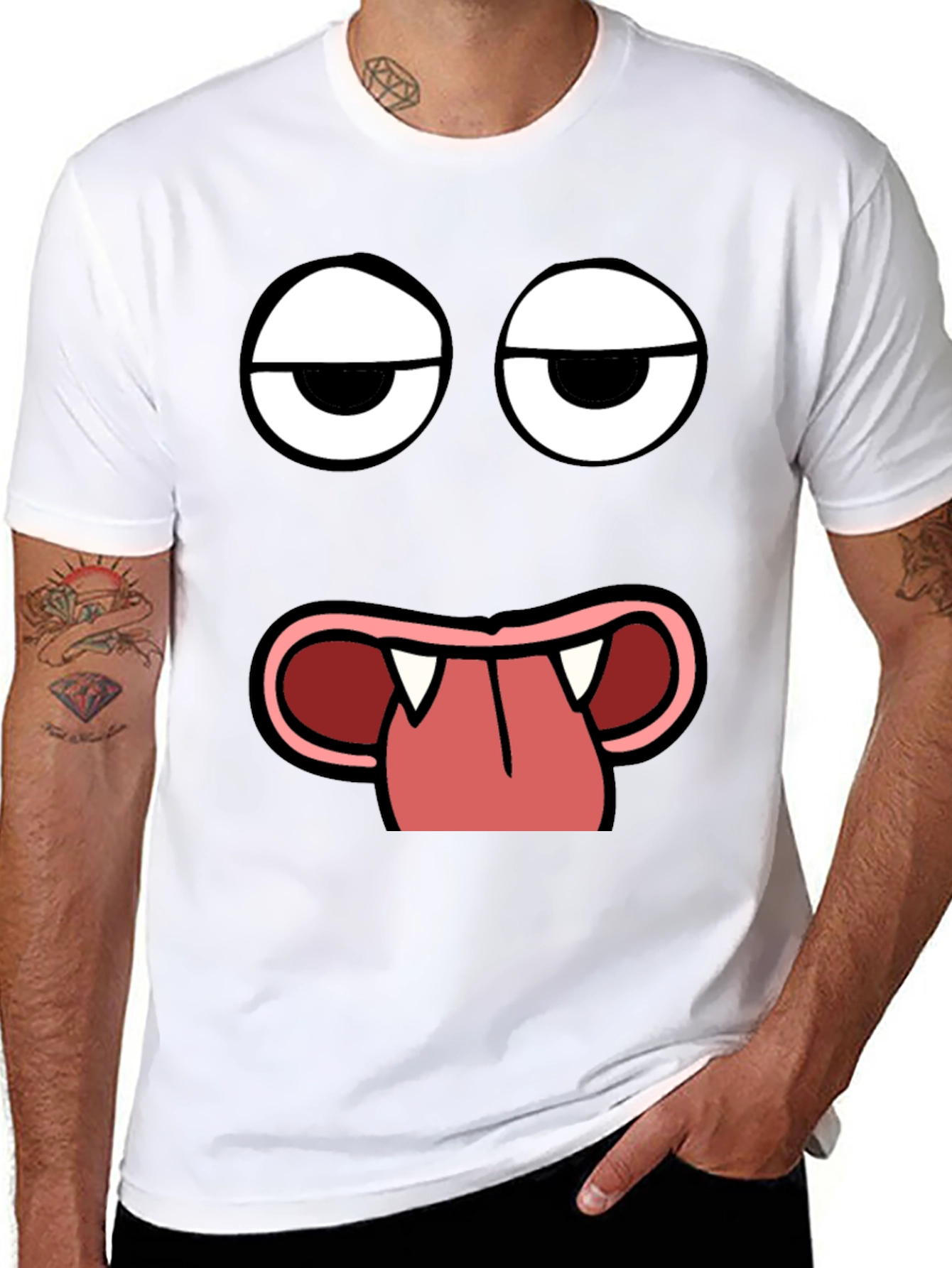 Funny Face Graphic Print Black T-Shirt