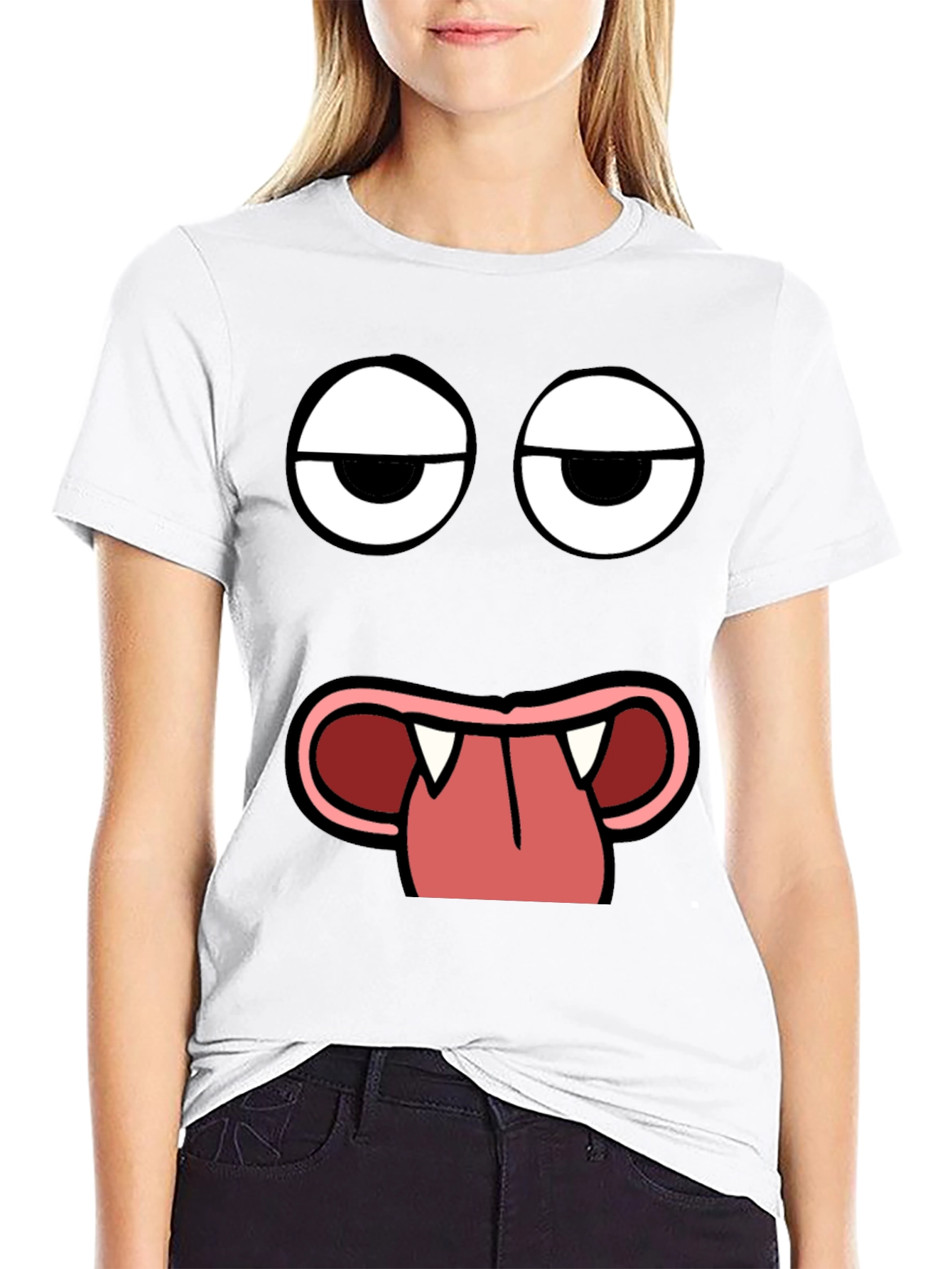 Funny Face Graphic Print Black T-Shirt