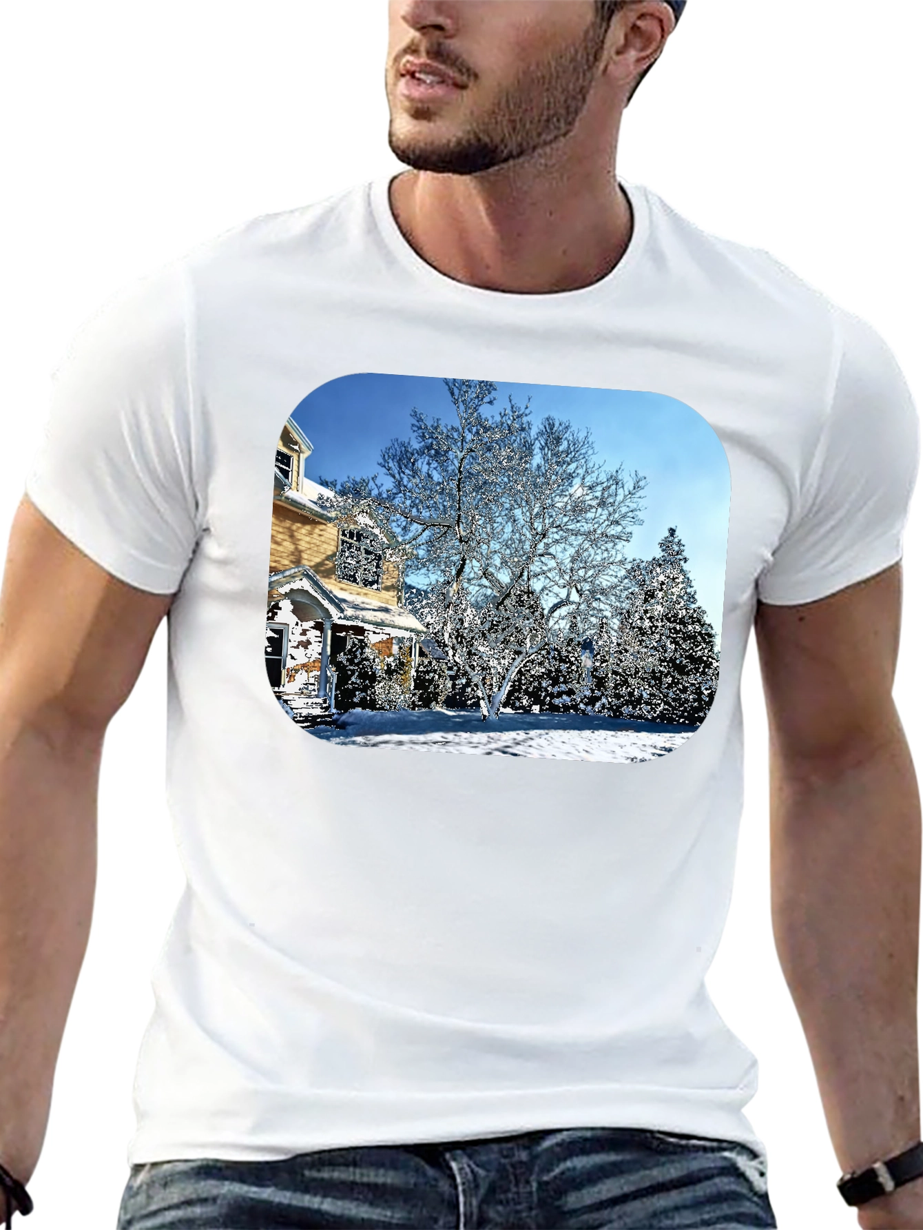 Winter House Graphic Tee - Black Cotton Comfort