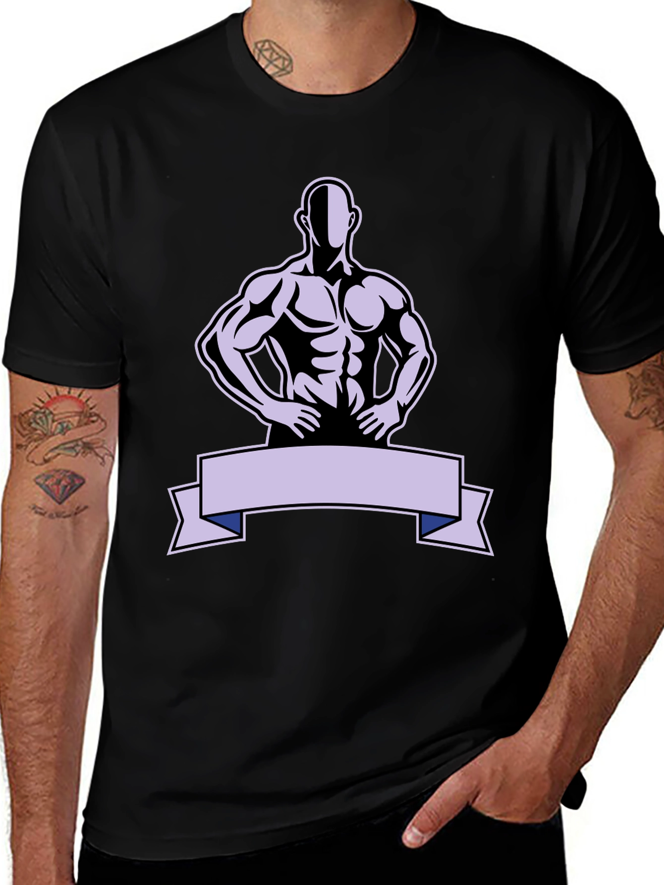 Muscle Man Graphic T-Shirt - Black Cotton Tee
