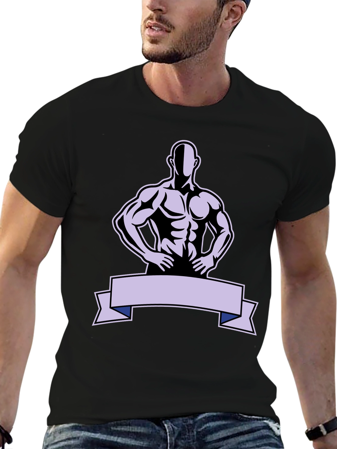 Muscle Man Graphic T-Shirt - Black Cotton Tee