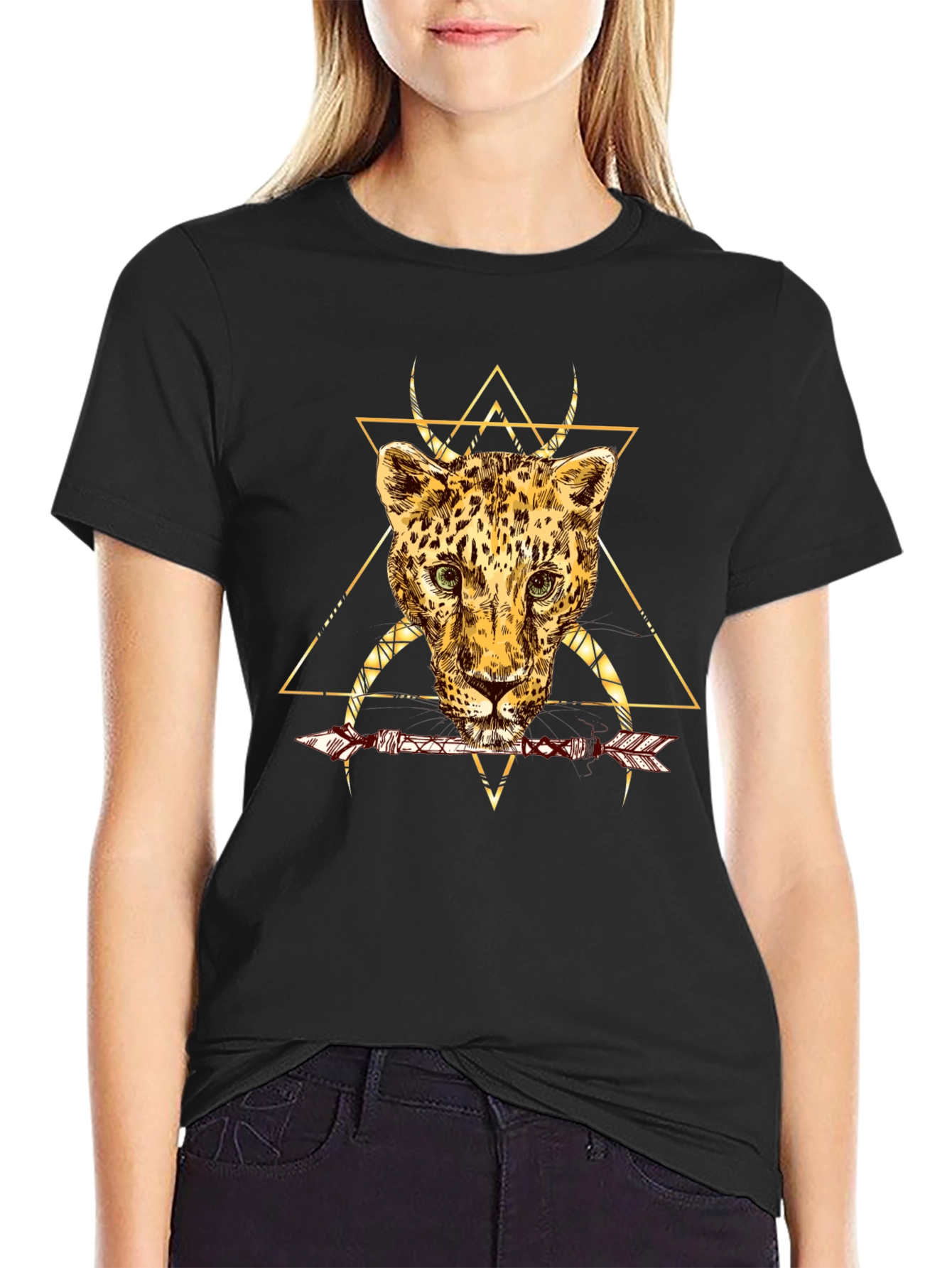 Leopard Arrow Graphic T-Shirt - Modern Design