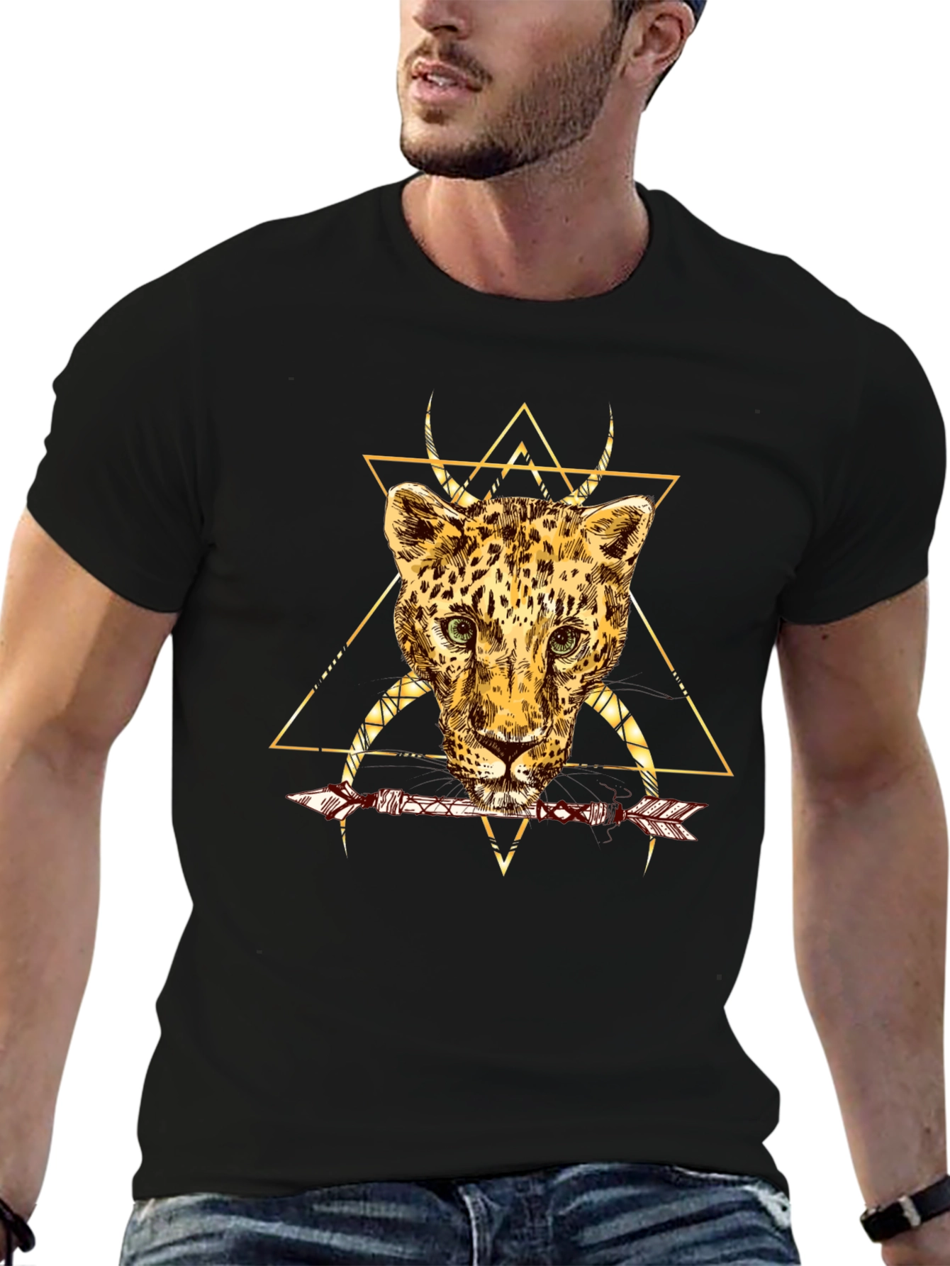 Leopard Arrow Graphic T-Shirt - Modern Design