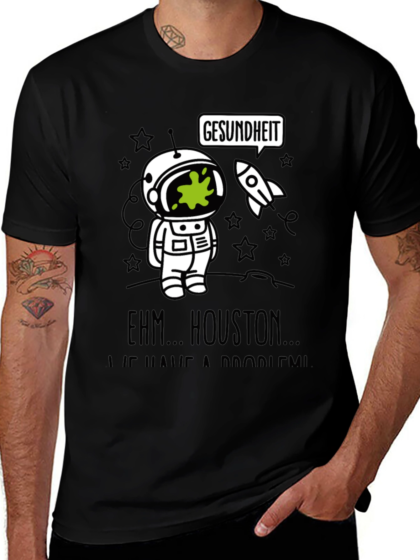 Gesundheit Astronaut Graphic Tee - Funny Space T-Shirt