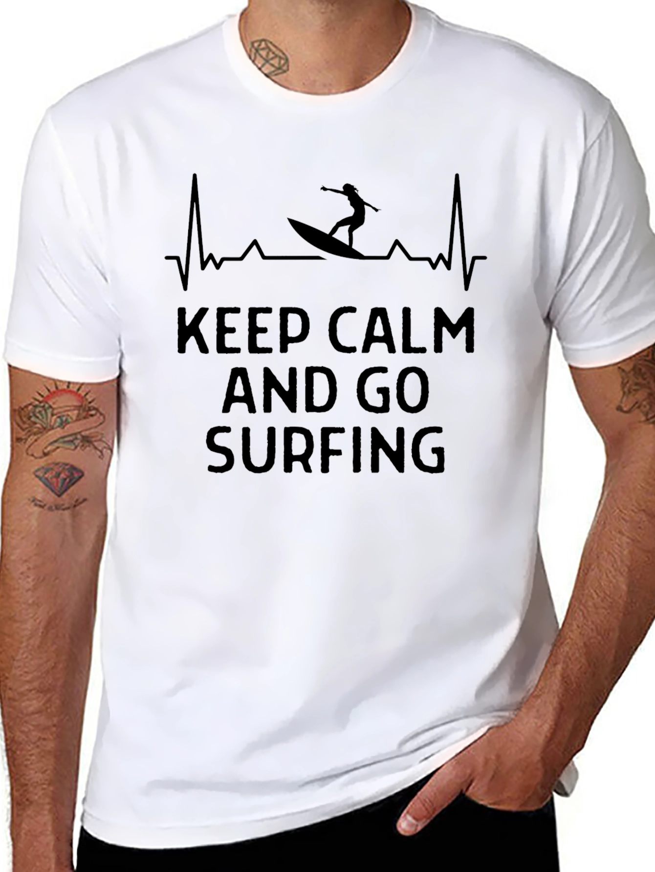 Keep Calm and Go Surfing Black T-Shirt