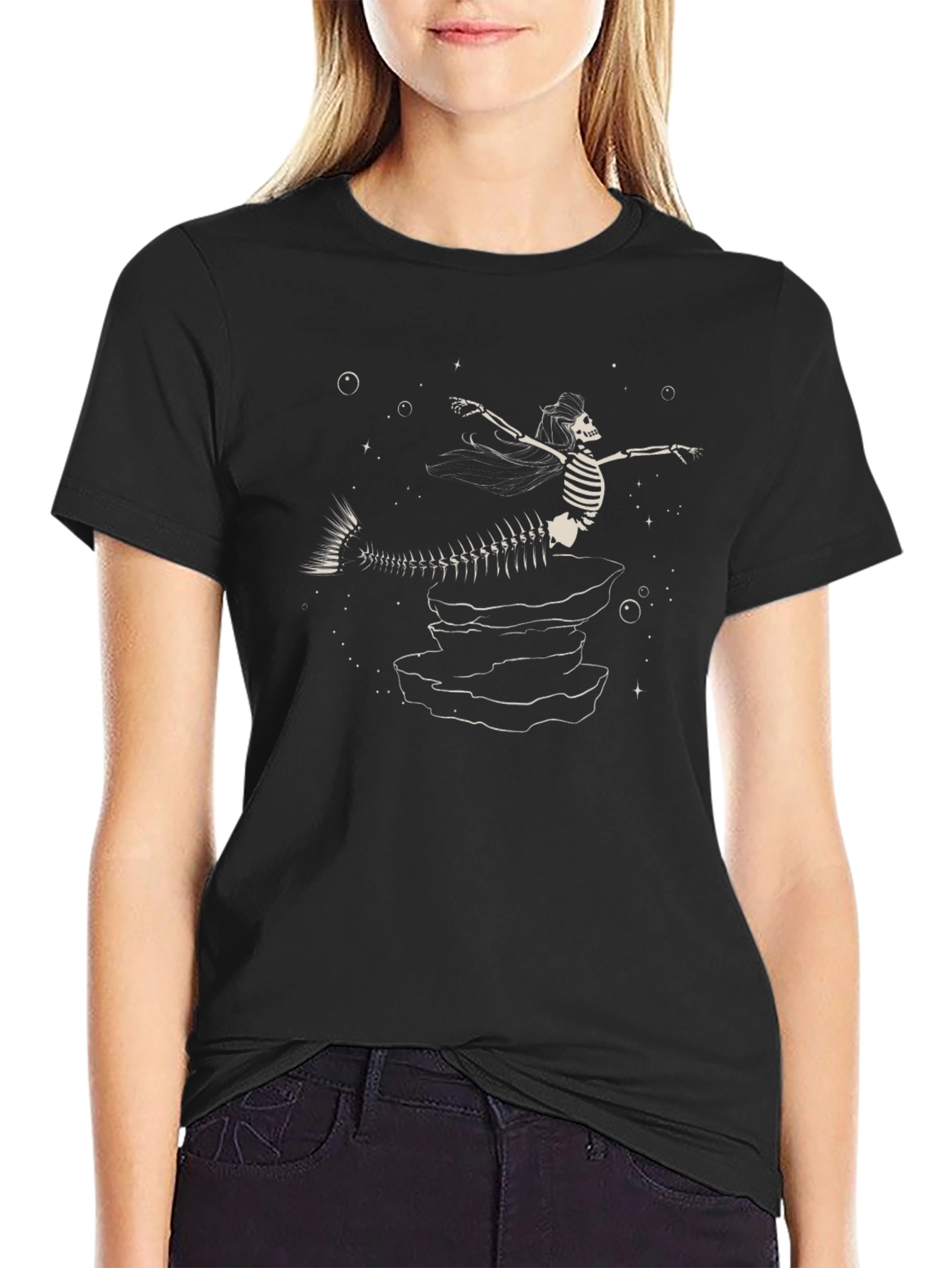 Skeleton Mermaid T-Shirt - Unique Graphic Tee