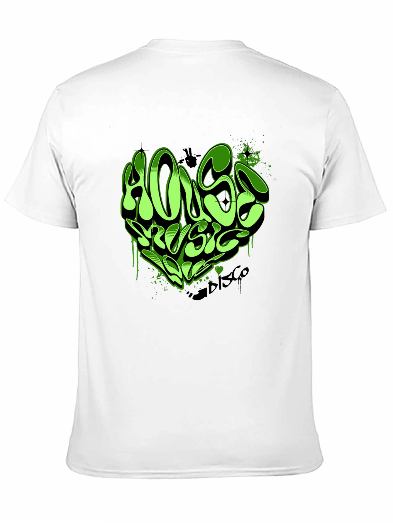 House Music T-Shirt - Green Graffiti Heart Design