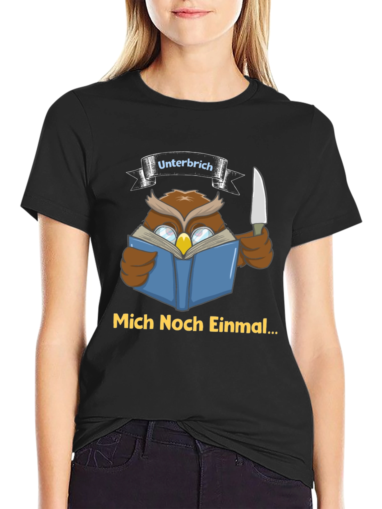 Owl Reading T-Shirt - Unterbrich Mich Noch Einmal...