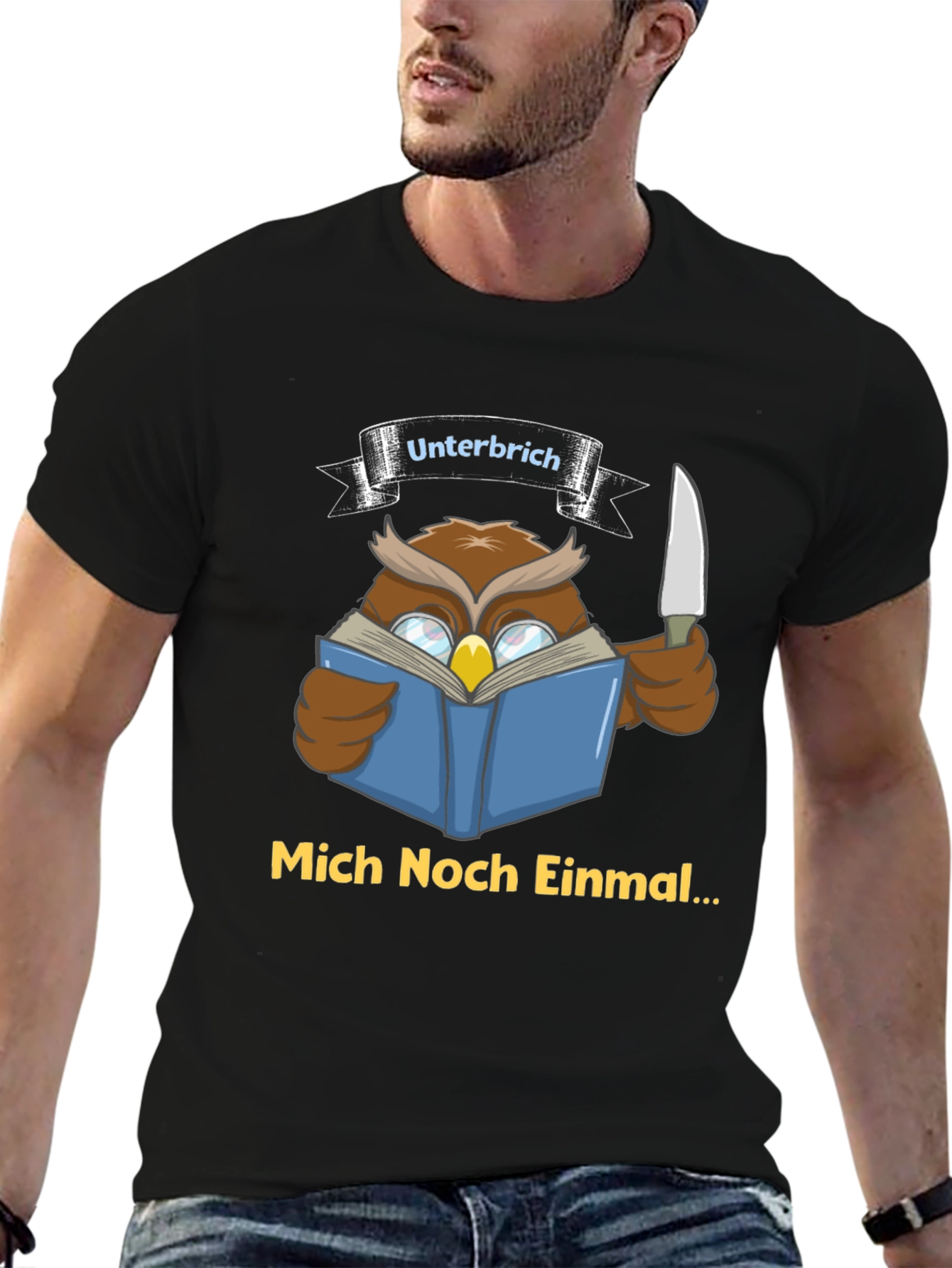 Owl Reading T-Shirt - Unterbrich Mich Noch Einmal...