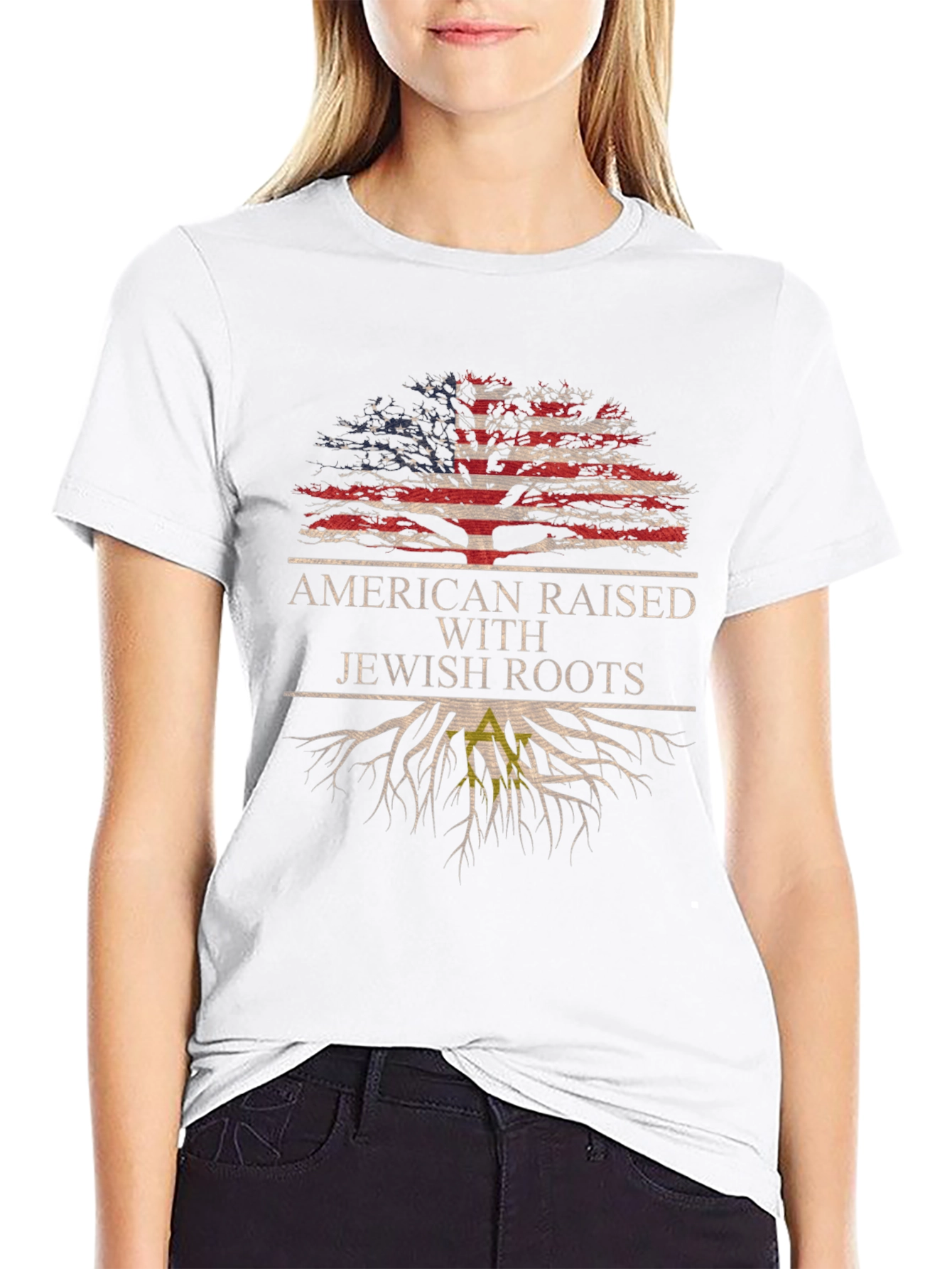 American Raised With Jewish Roots Tree T-Shirt