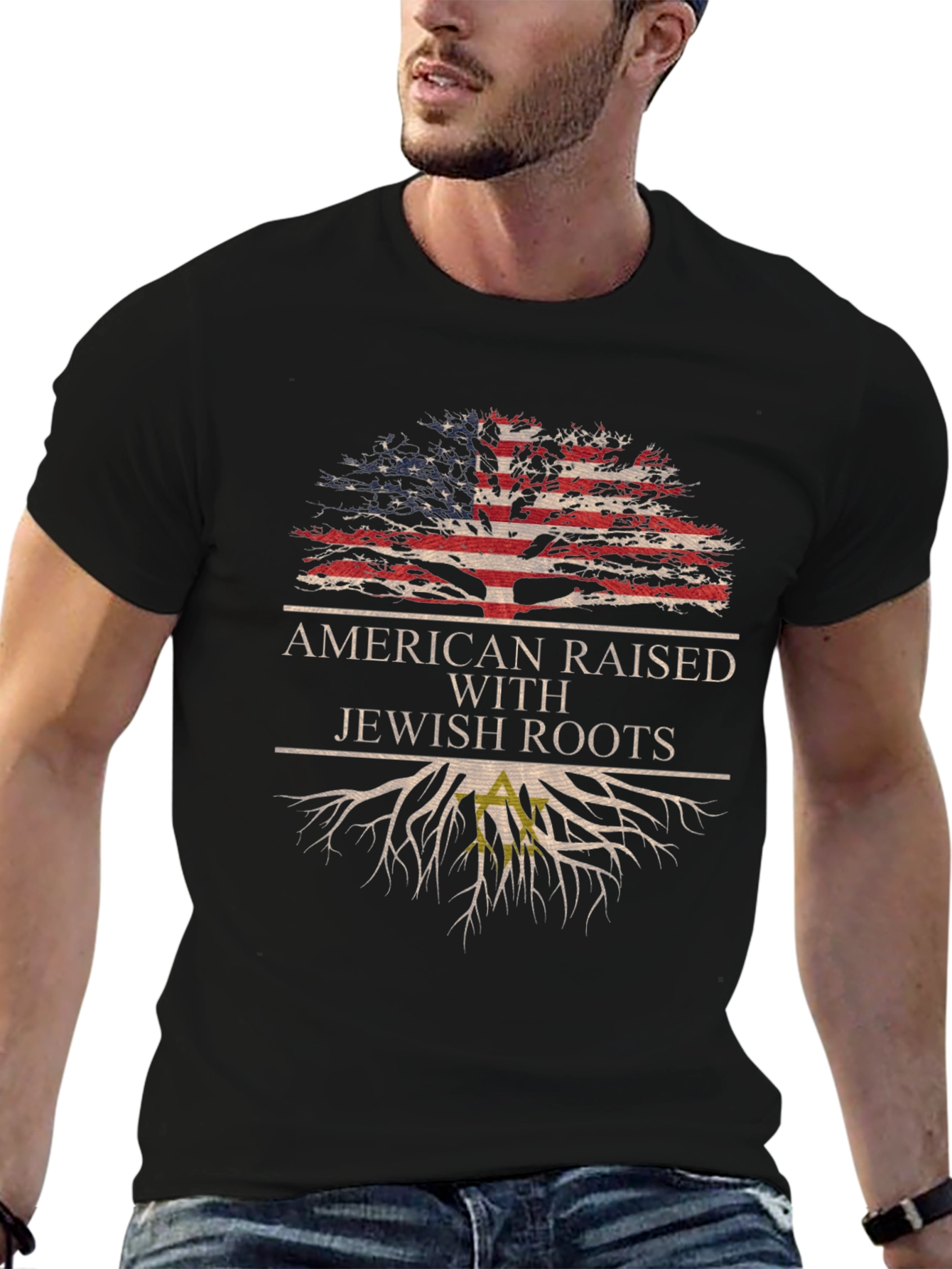 American Raised With Jewish Roots Tree T-Shirt