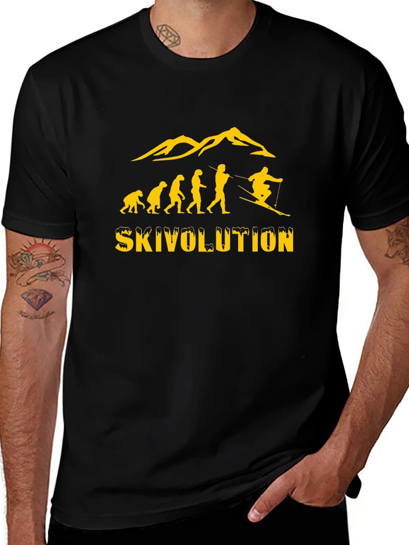 Ski Evolution Graphic Tee -  Mens Black T-Shirt