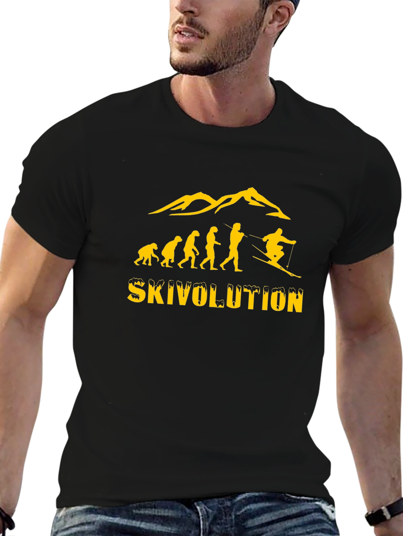 Ski Evolution Graphic Tee -  Mens Black T-Shirt