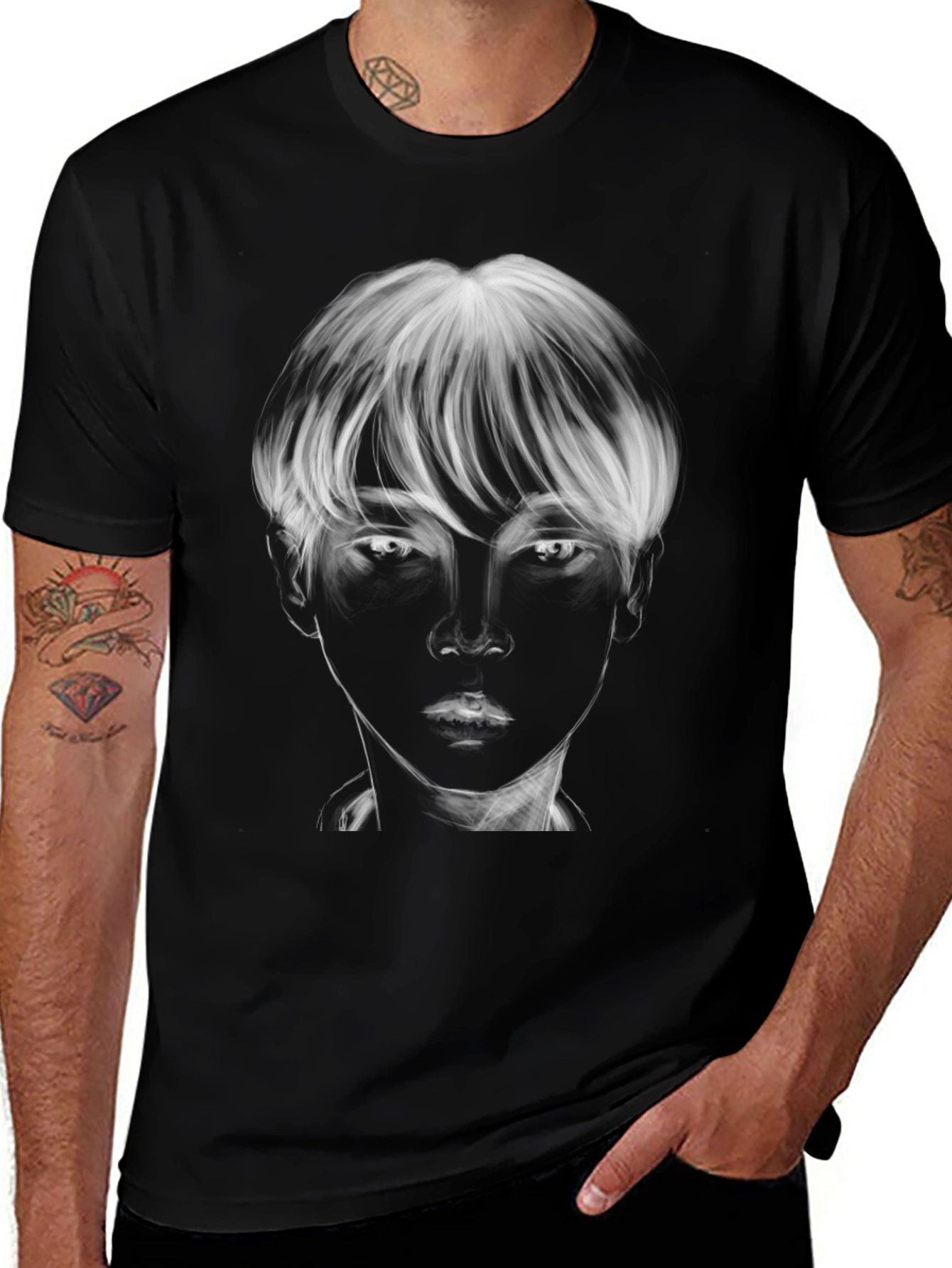 Monochrome Portrait Graphic Tee