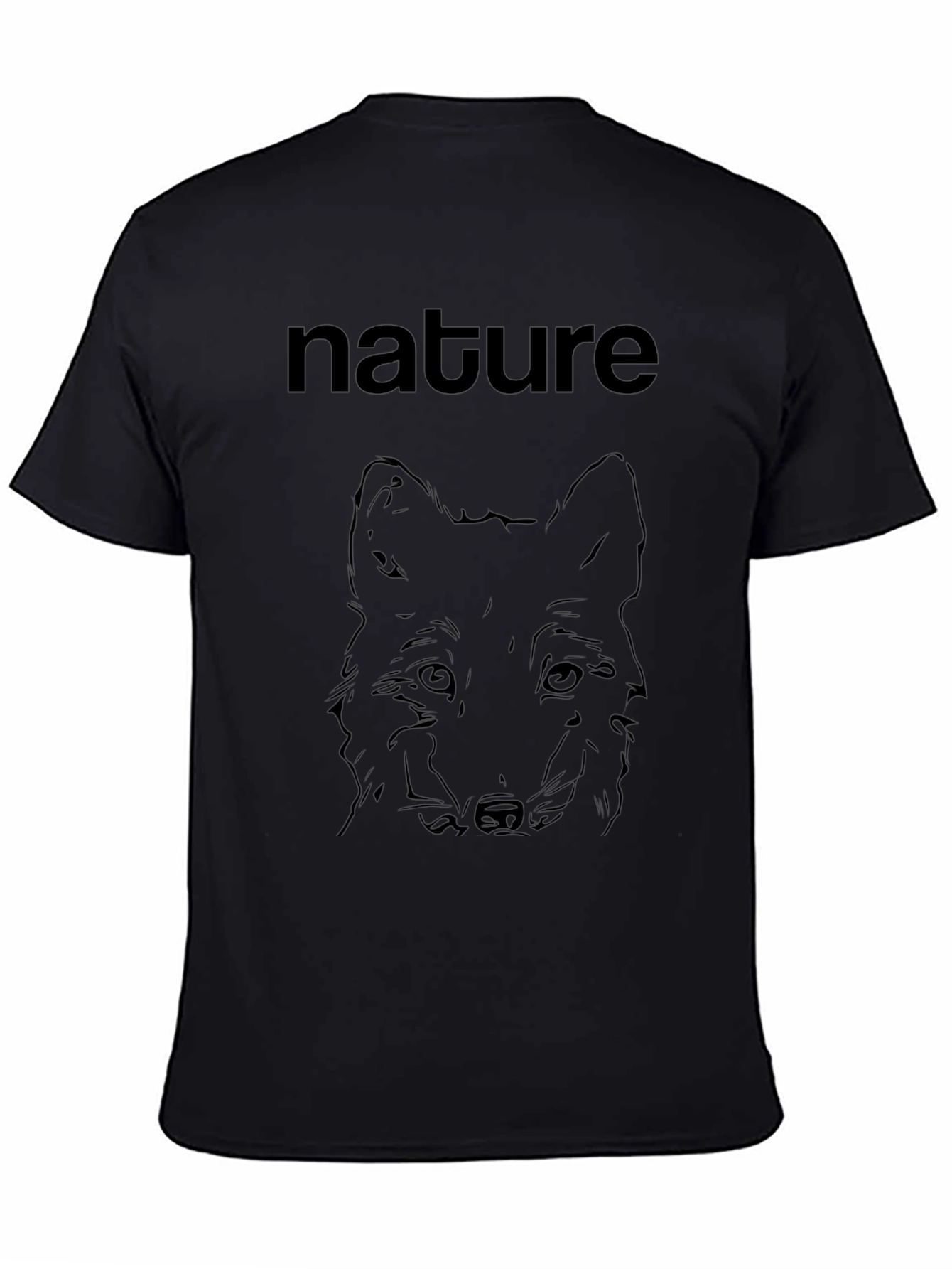 Nature Wolf Graphic Print Mens Black T-Shirt