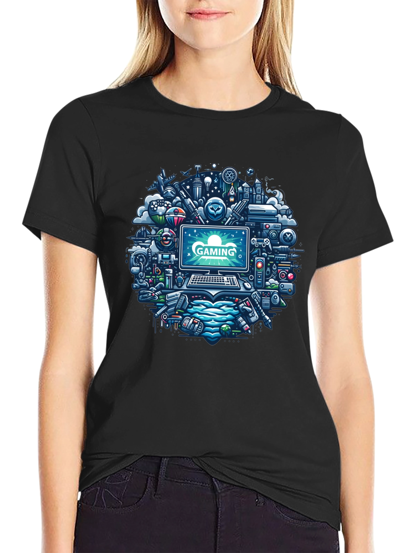 Gaming Mania Tee: Digital Dreamscape