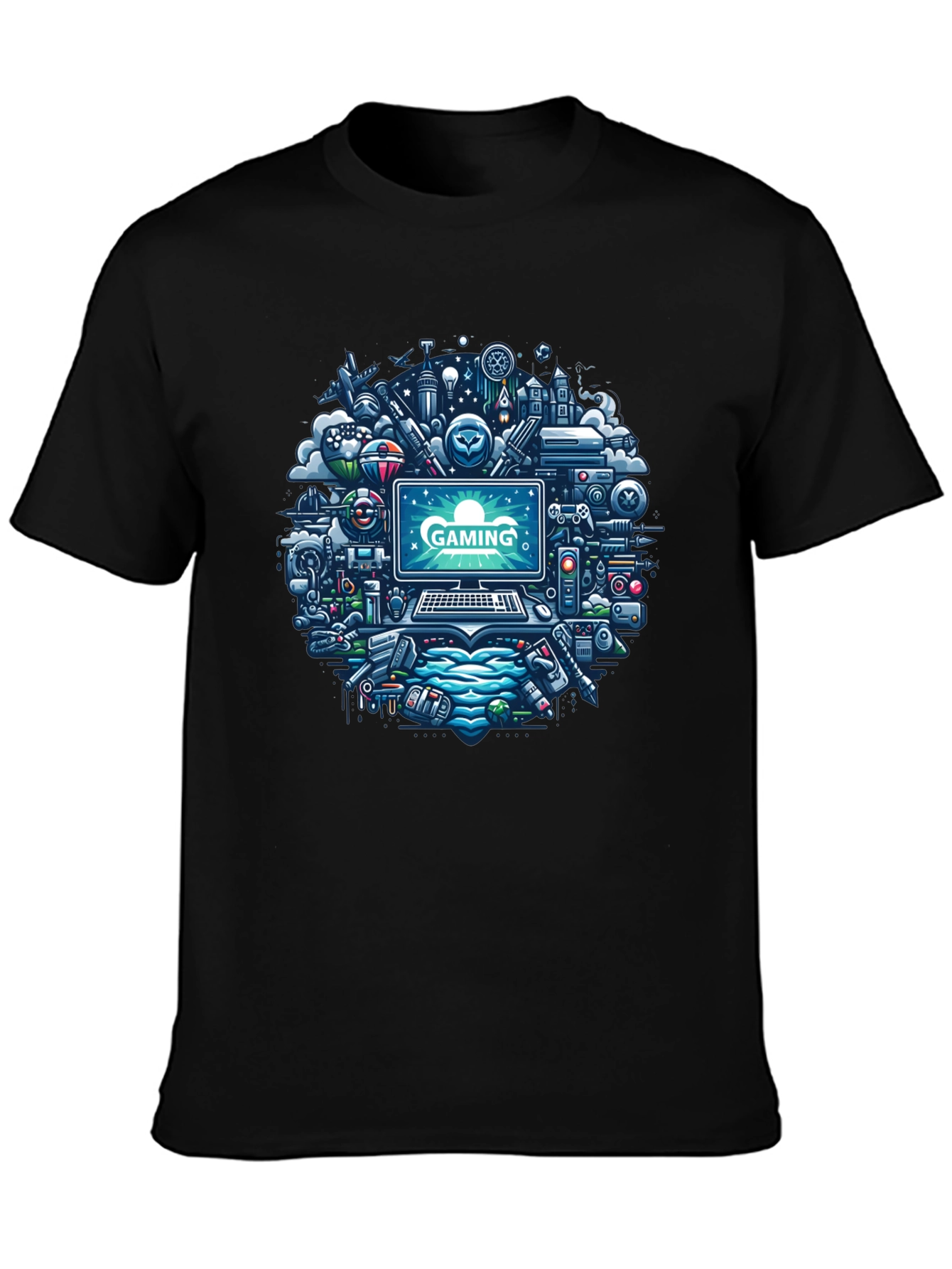 Gaming Mania Tee: Digital Dreamscape
